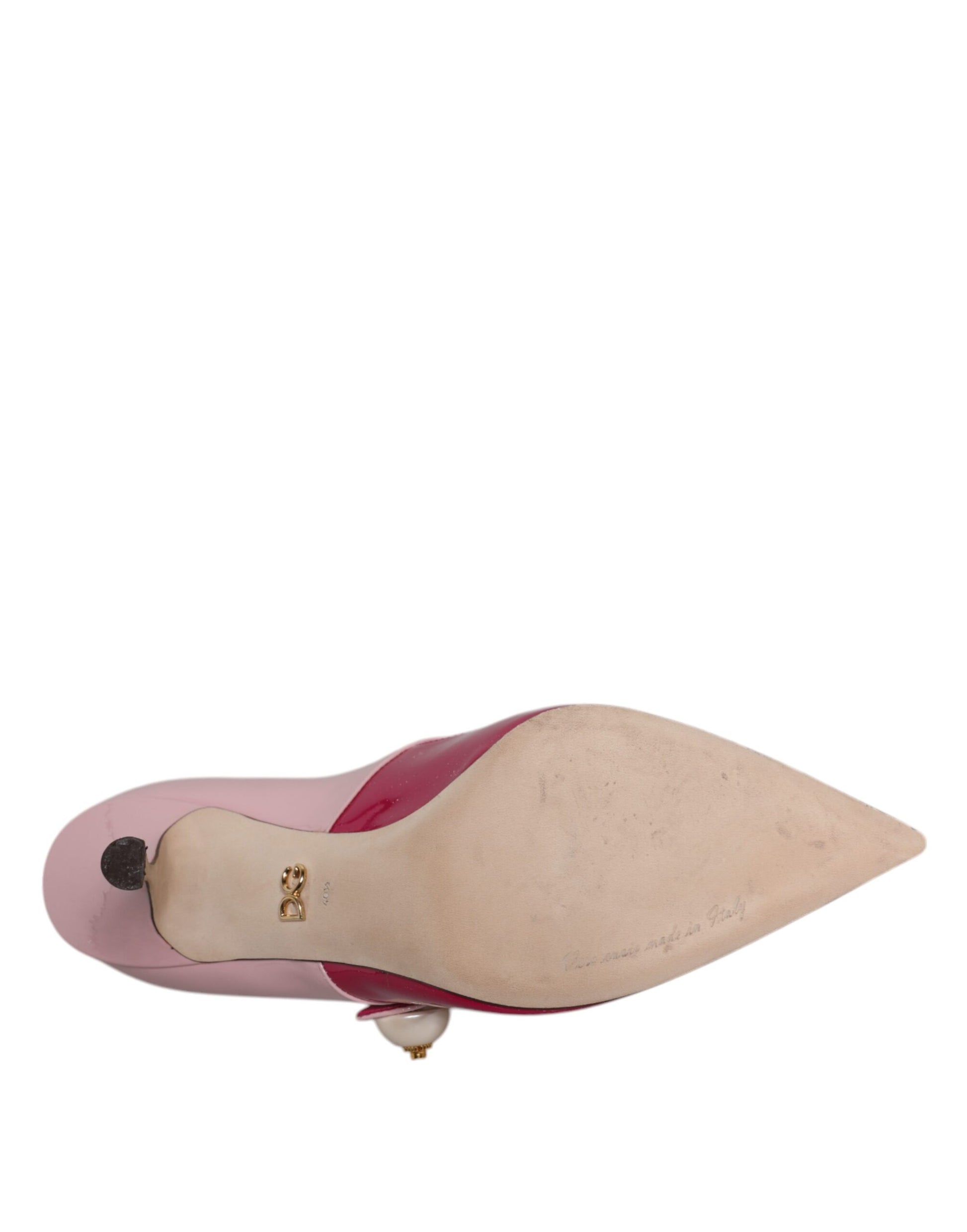 Zweifarbige rosafarbene Mary Jane Heels Pumps aus Leder
