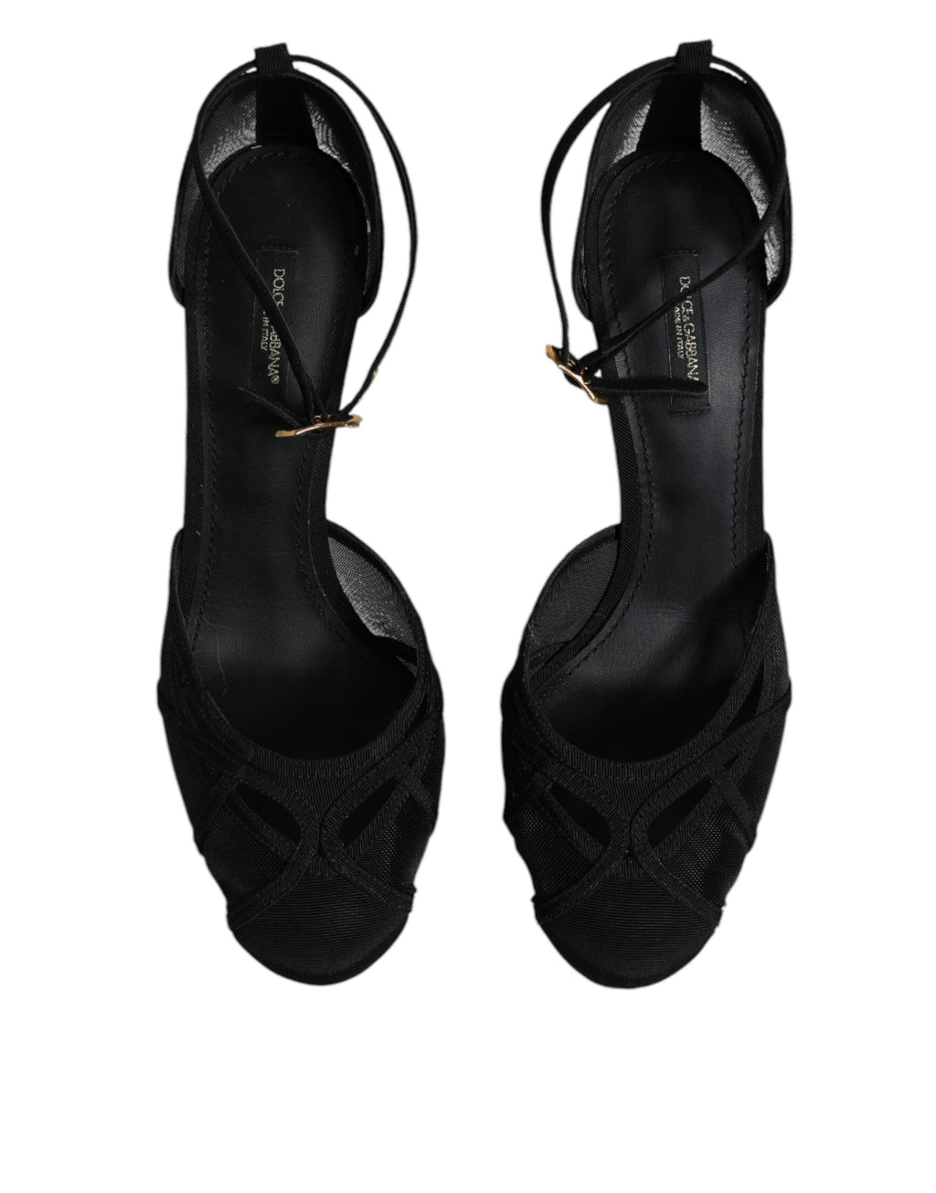 Schwarze Mesh-Pumps mit Knöchelriemen