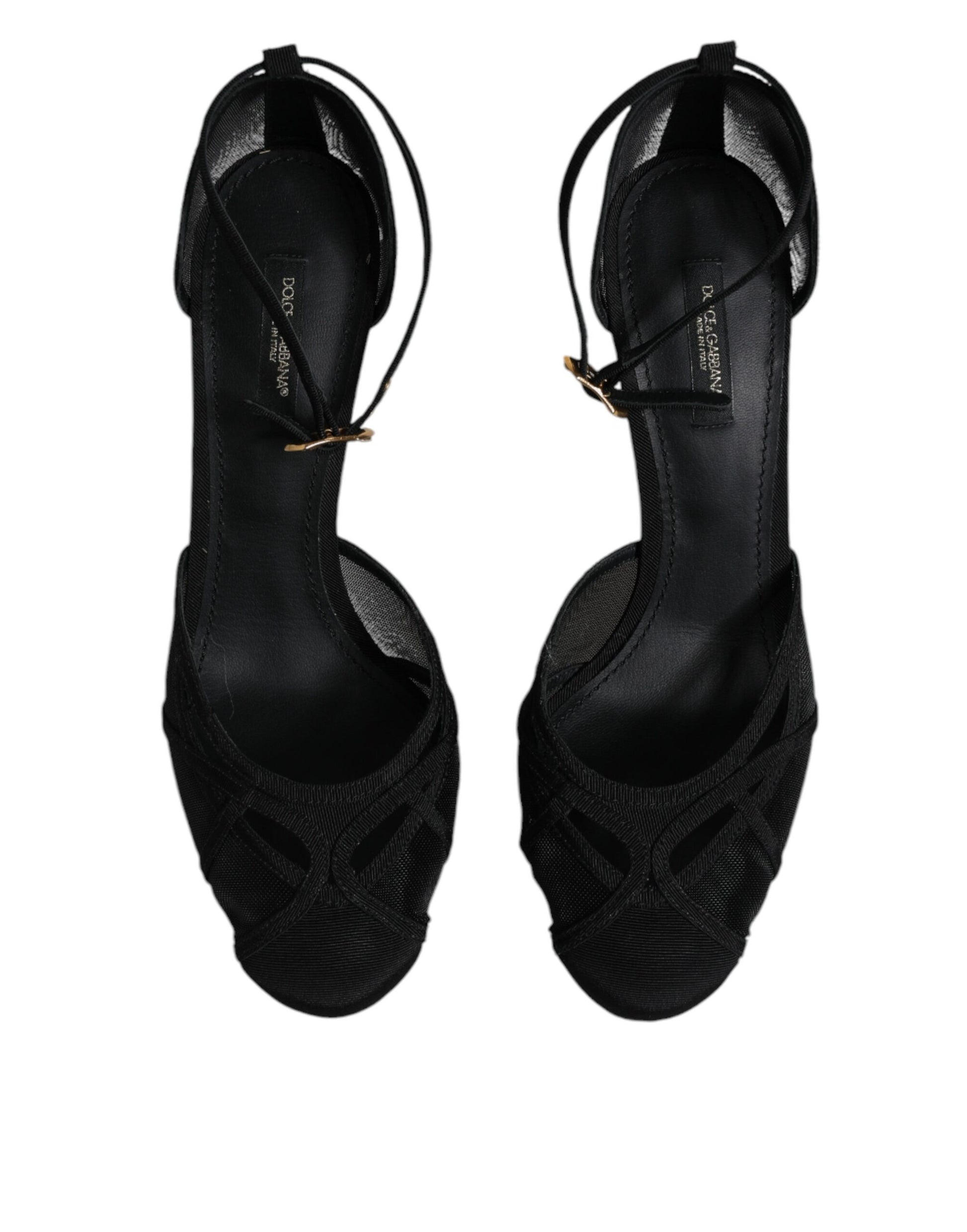 Schwarze Mesh-Pumps mit Knöchelriemen