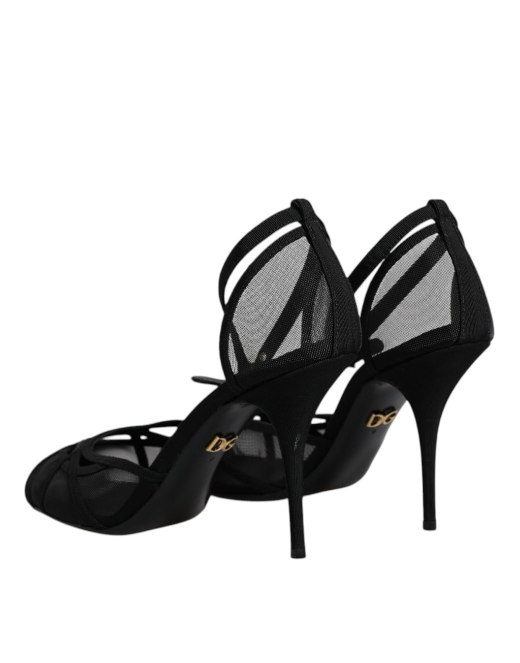 Schwarze Mesh-Pumps mit Knöchelriemen