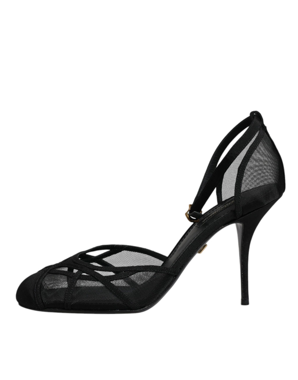 Schwarze Mesh-Pumps mit Knöchelriemen