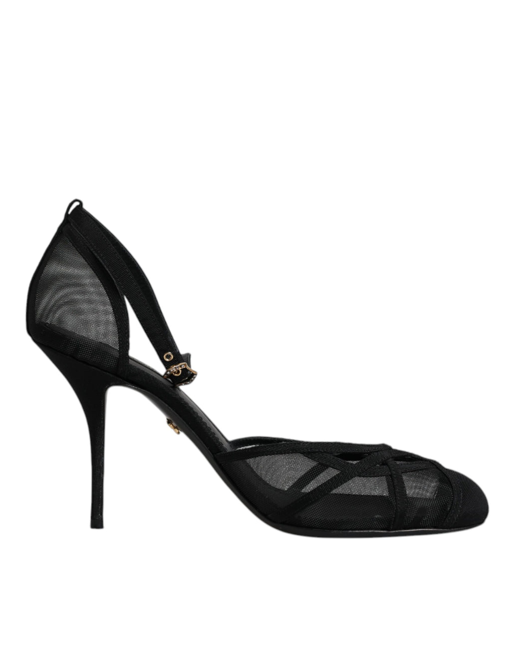 Schwarze Mesh-Pumps mit Knöchelriemen