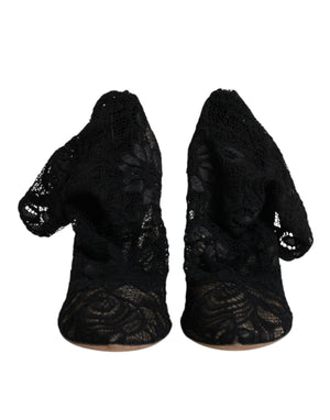 Schwarze Stiefeletten mit Stretch-Absatz und Spitze