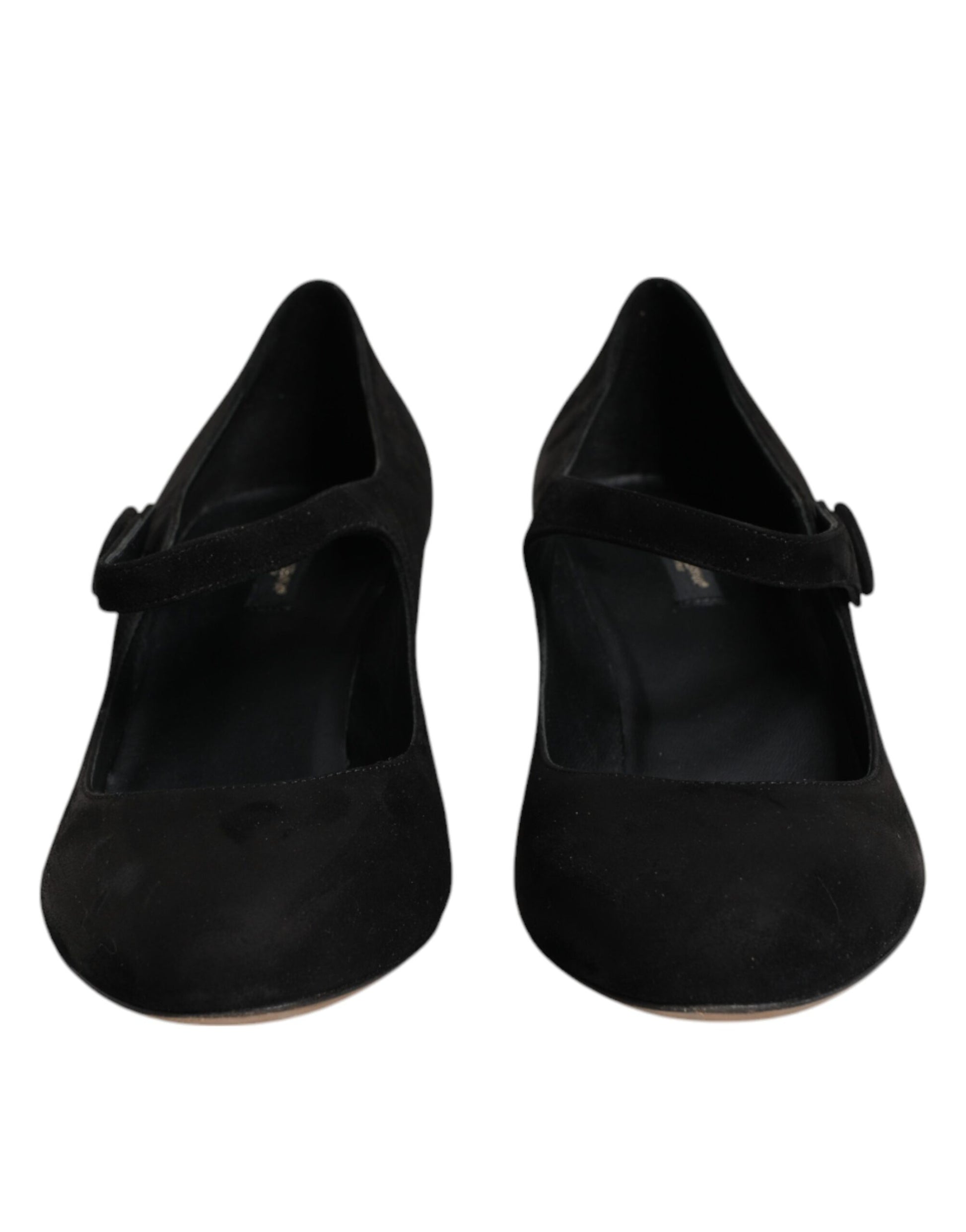 Schwarze Wildleder-Pumps mit Blockabsatz