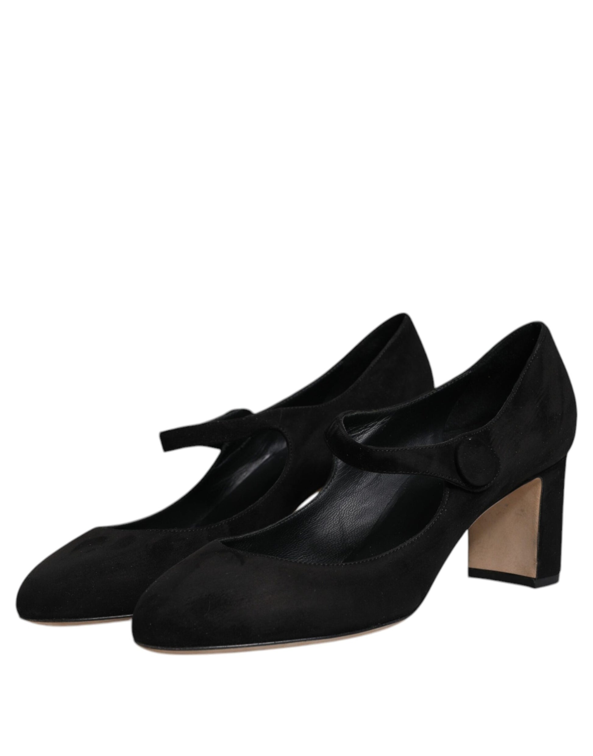 Schwarze Wildleder-Pumps mit Blockabsatz