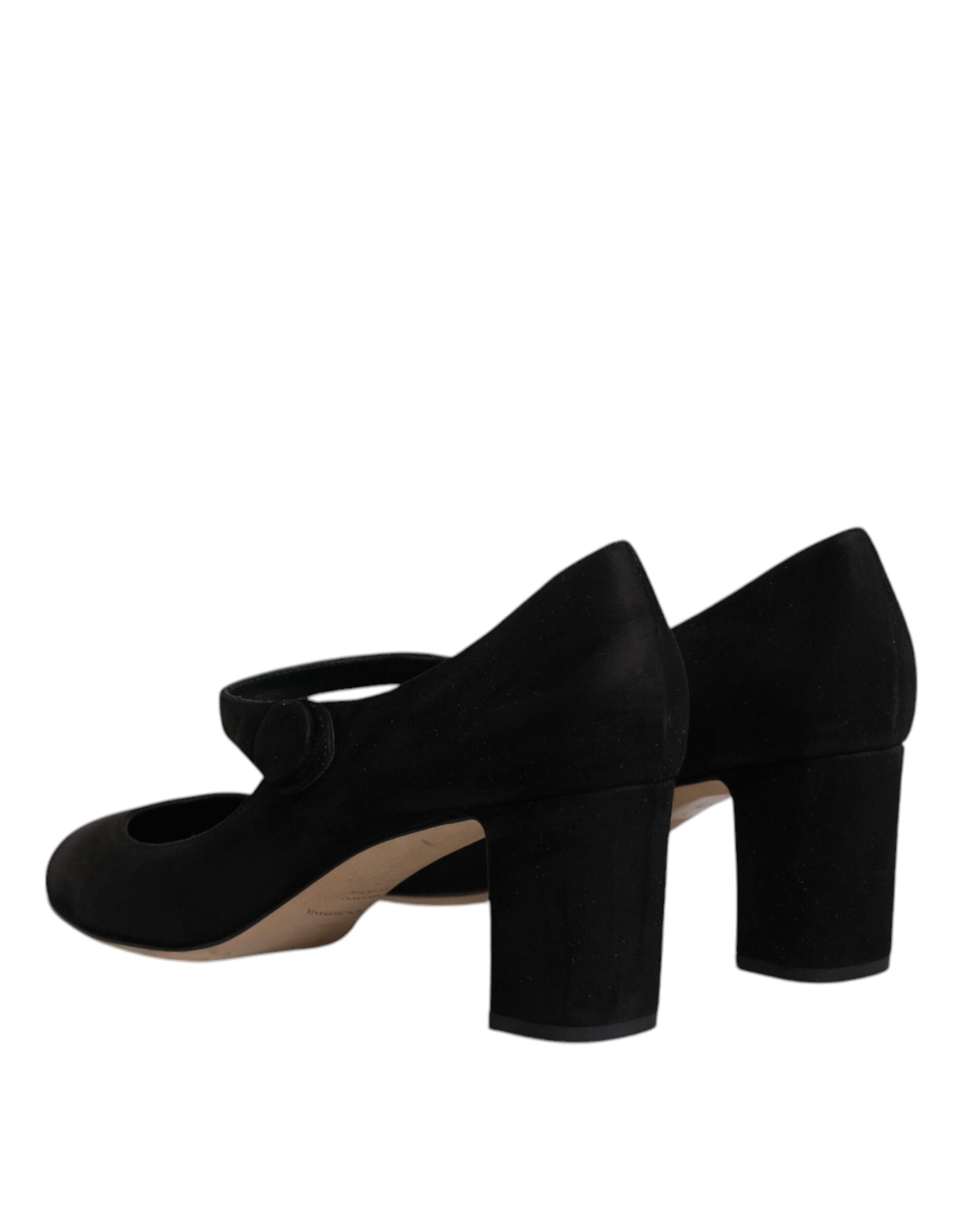 Schwarze Wildleder-Pumps mit Blockabsatz