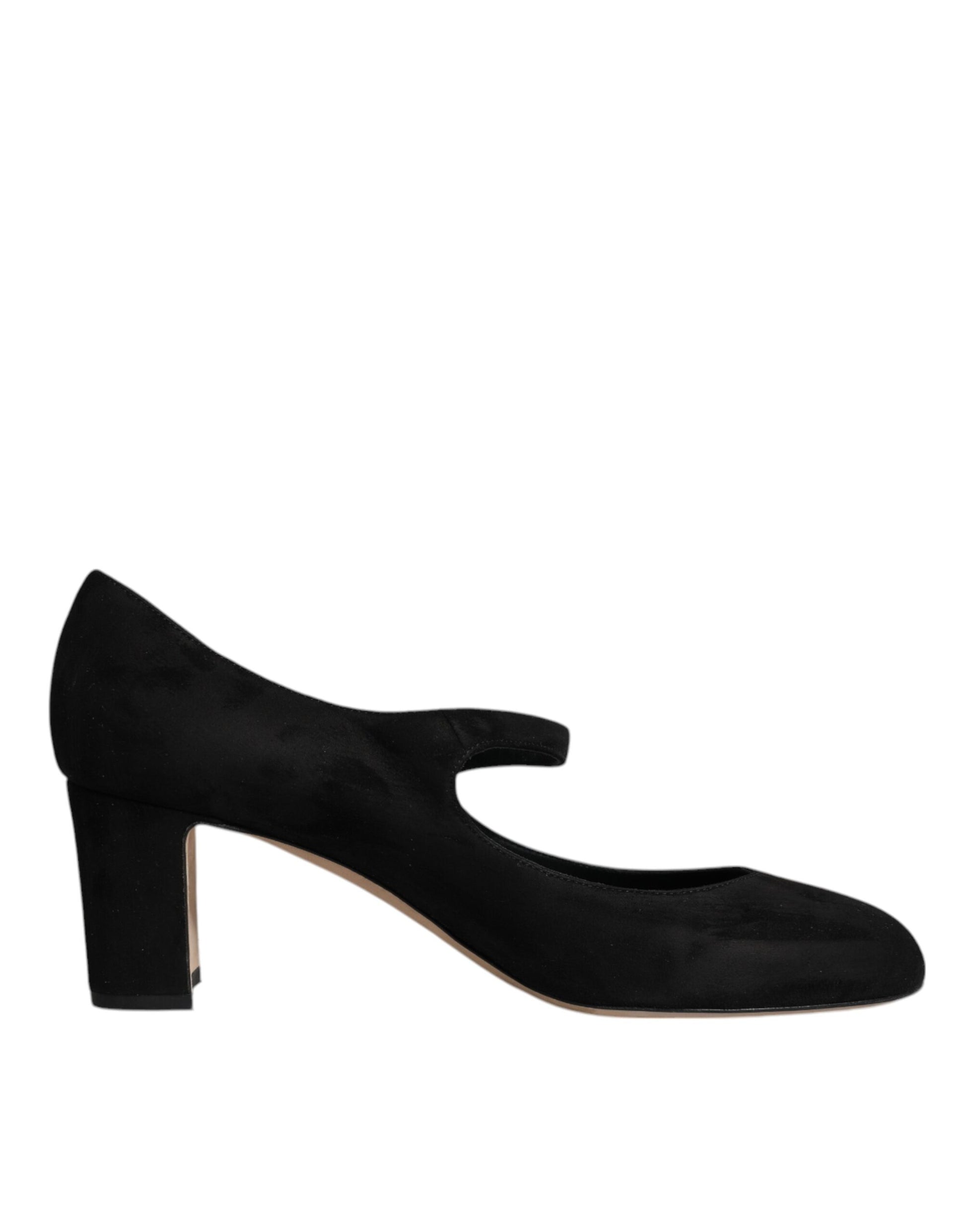 Schwarze Wildleder-Pumps mit Blockabsatz