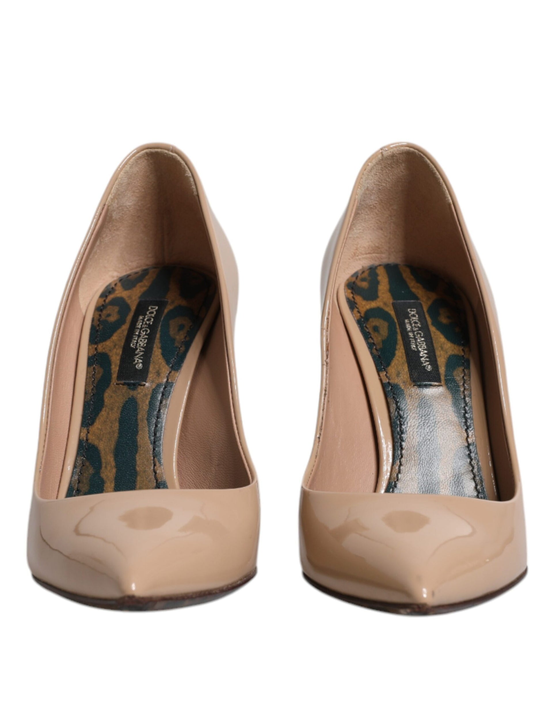 Beige Lackleder Stiletto Heel Pumps Schuhe