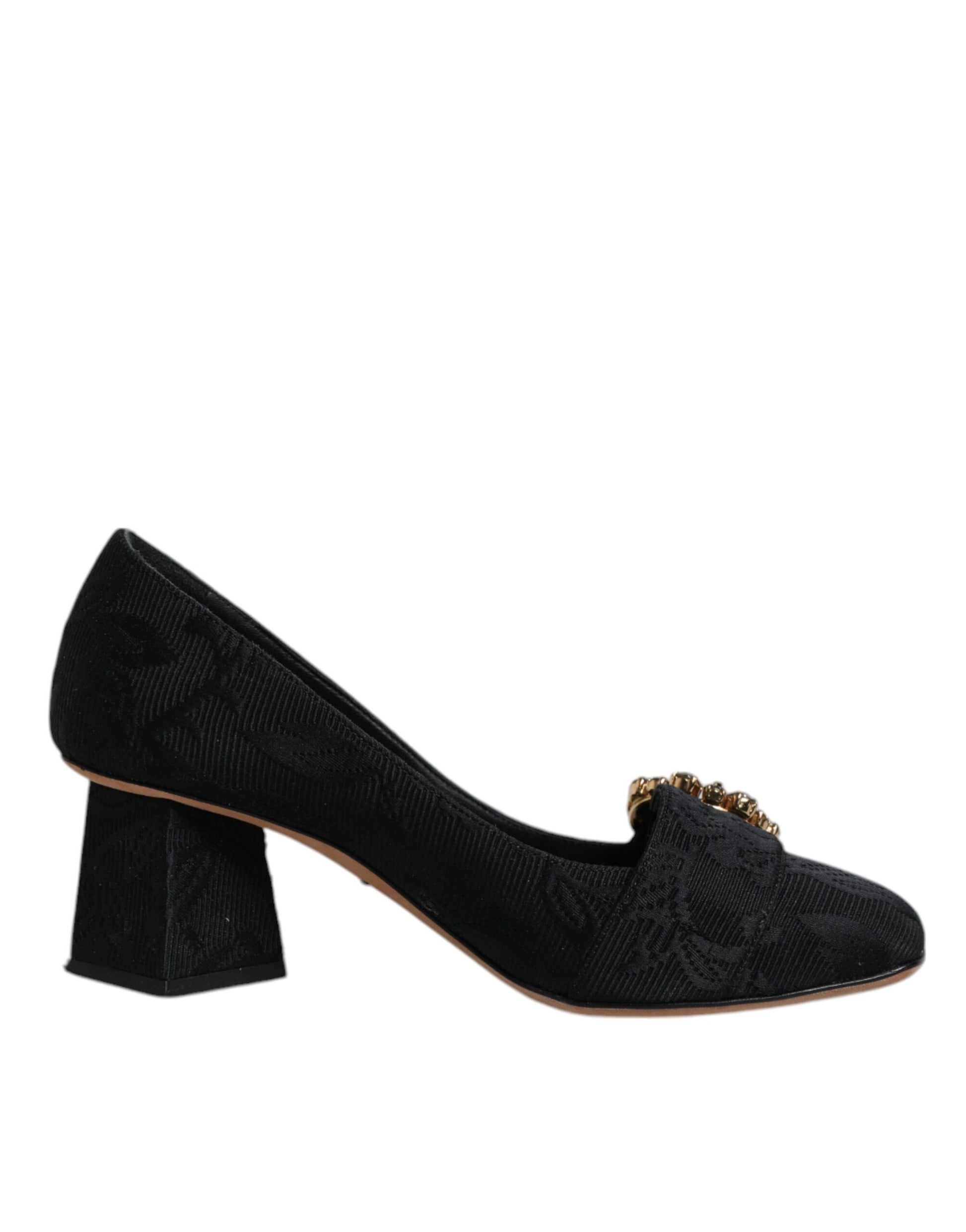 Schwarze Brokat Kristalle Heels Pumps Schuhe