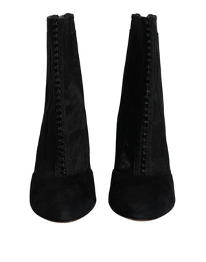 Schwarze Mesh Stiletto Heels Ankle Boots Schuhe