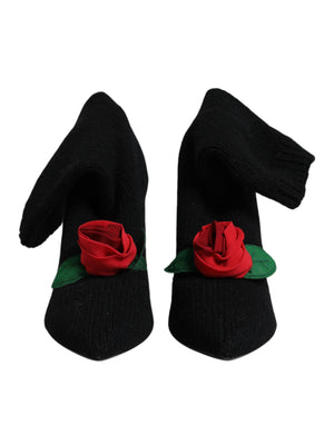 Schwarze Stiletto Heels Mid Calf Stiefel Schuhe