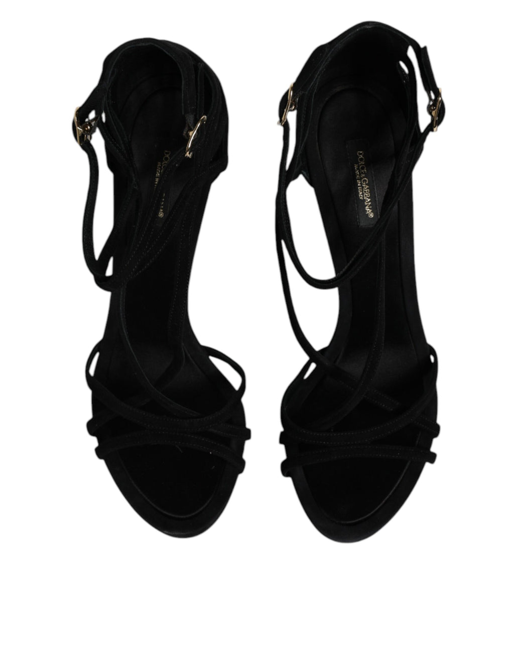 Schwarze Wildleder Knöchelriemen Heels Sandalen Schuhe