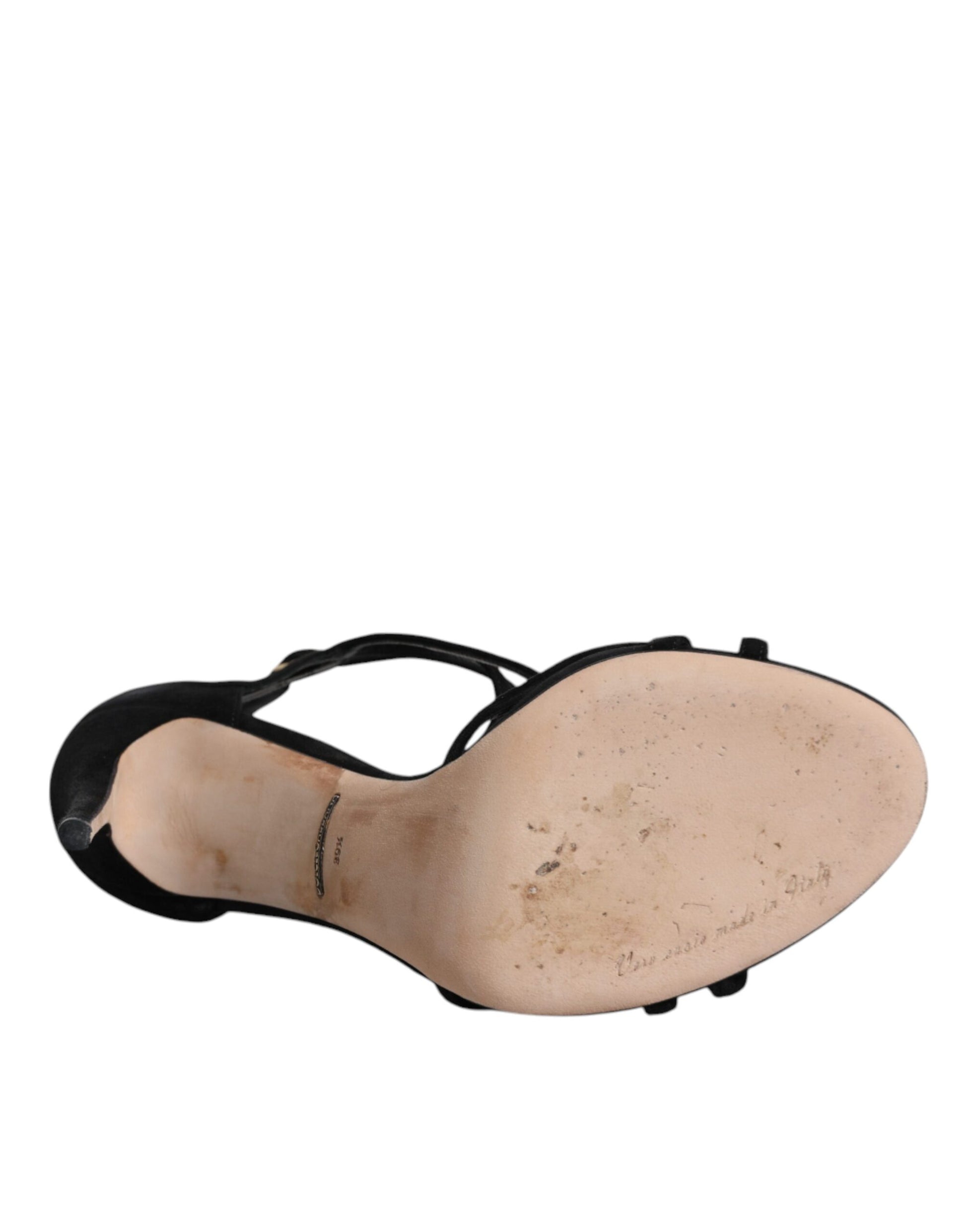 Schwarze Wildleder Knöchelriemen Heels Sandalen Schuhe