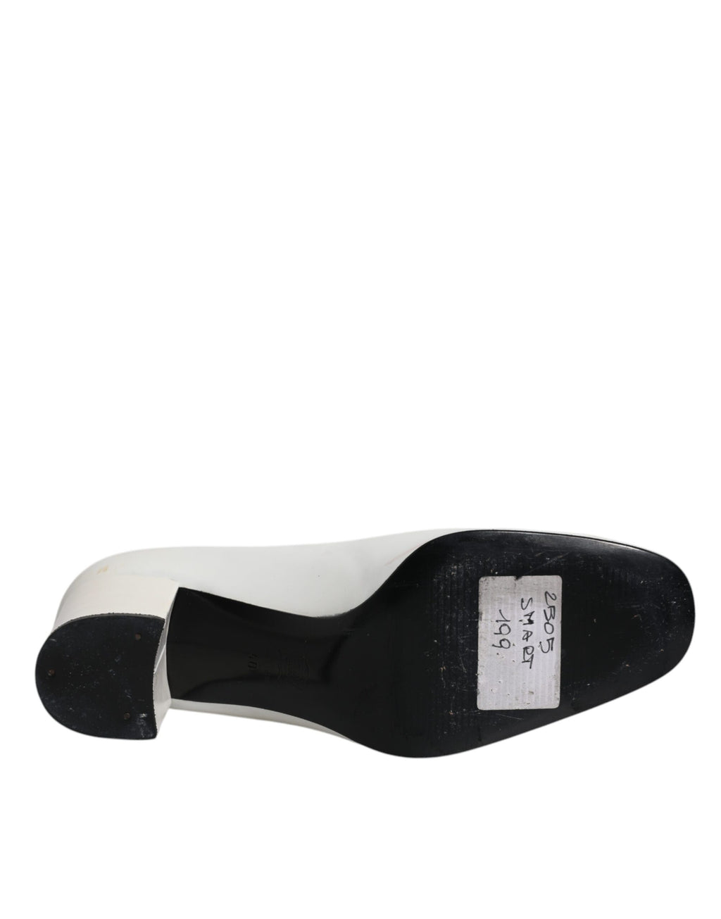Weiße Pumps aus Leder mit Blockabsatz