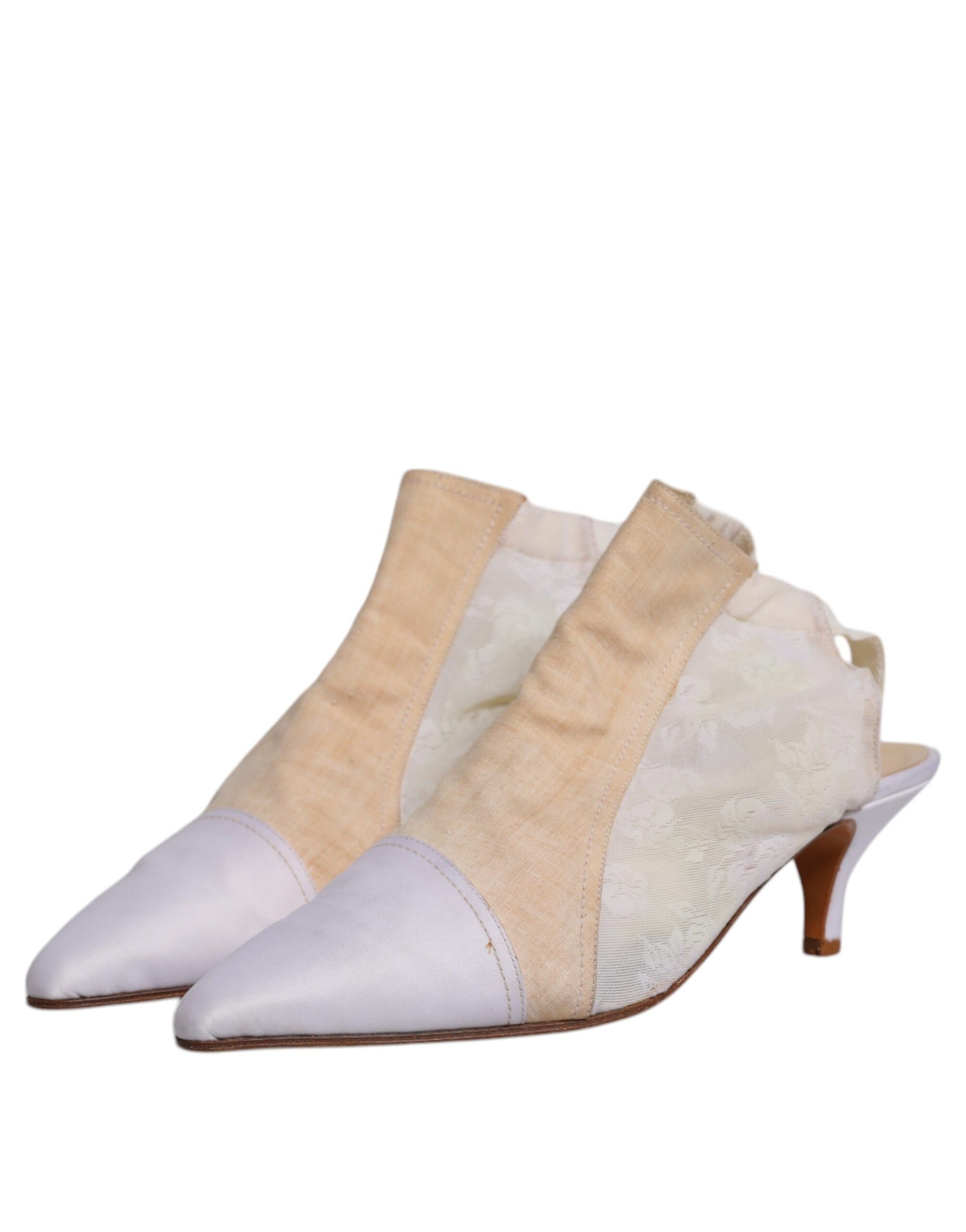 Mehrfarbige Patchwork Heels Slingback-Schuhe