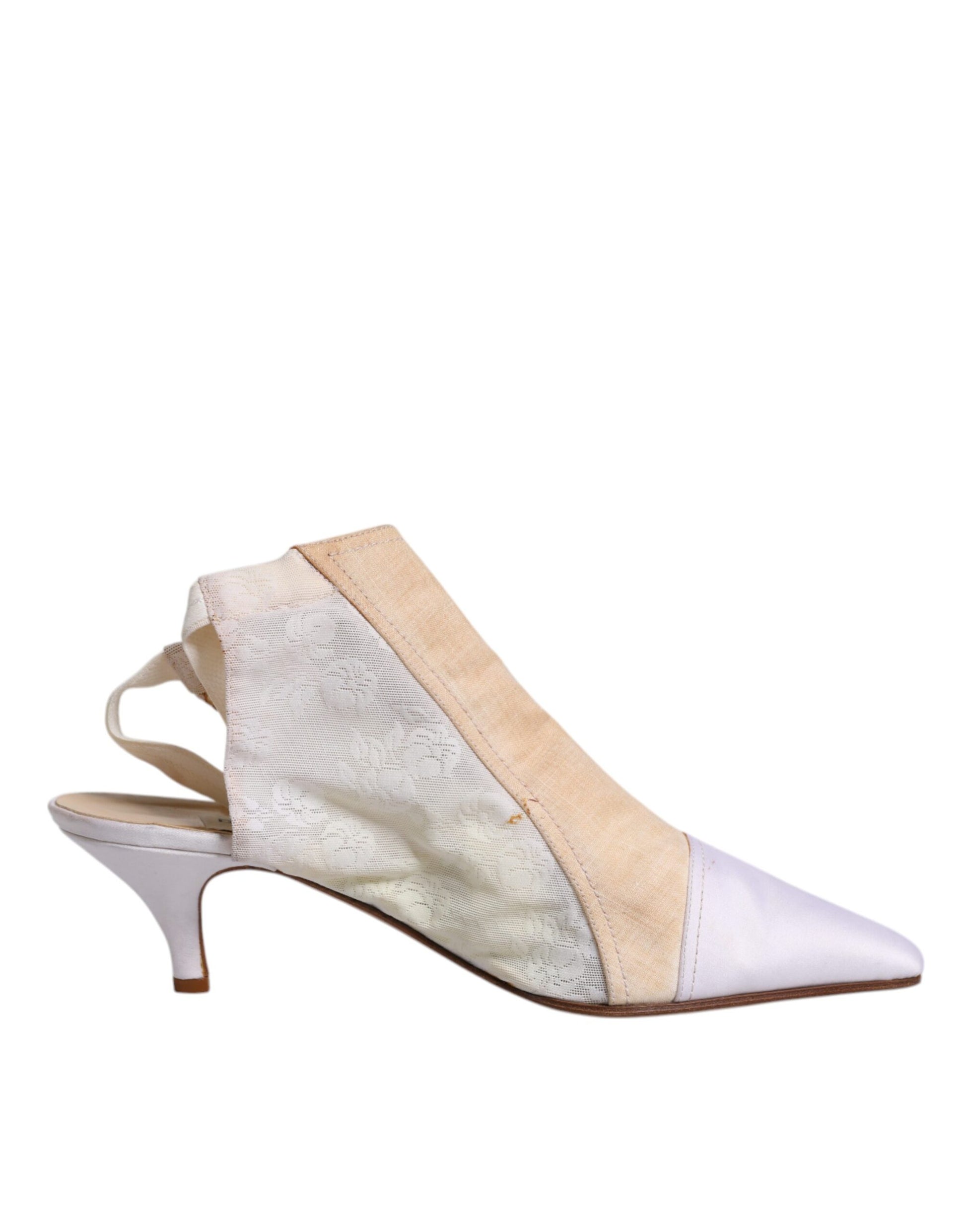 Mehrfarbige Patchwork Heels Slingback-Schuhe
