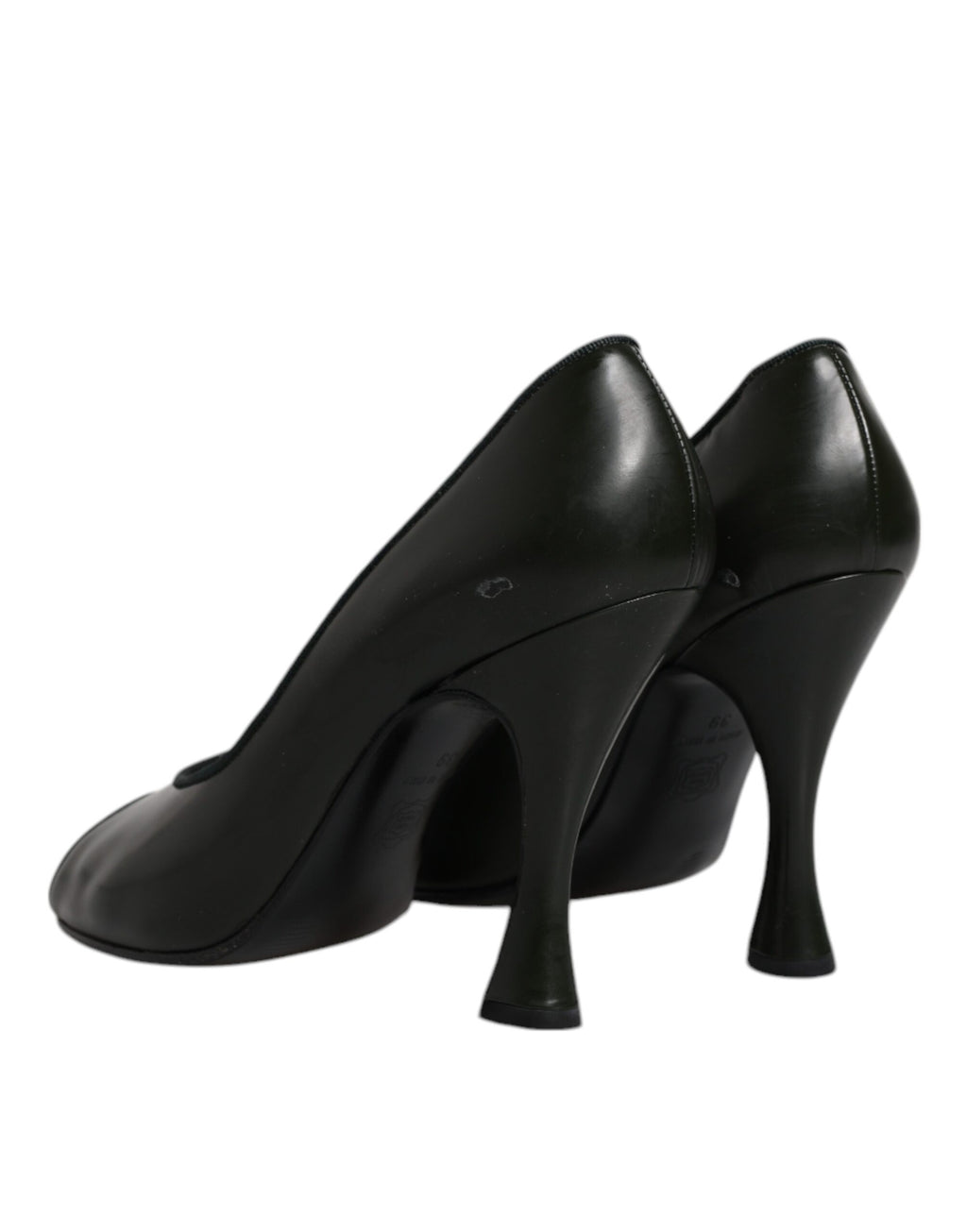 Grüne Leder Peep Toe Heels Pumps Schuhe
