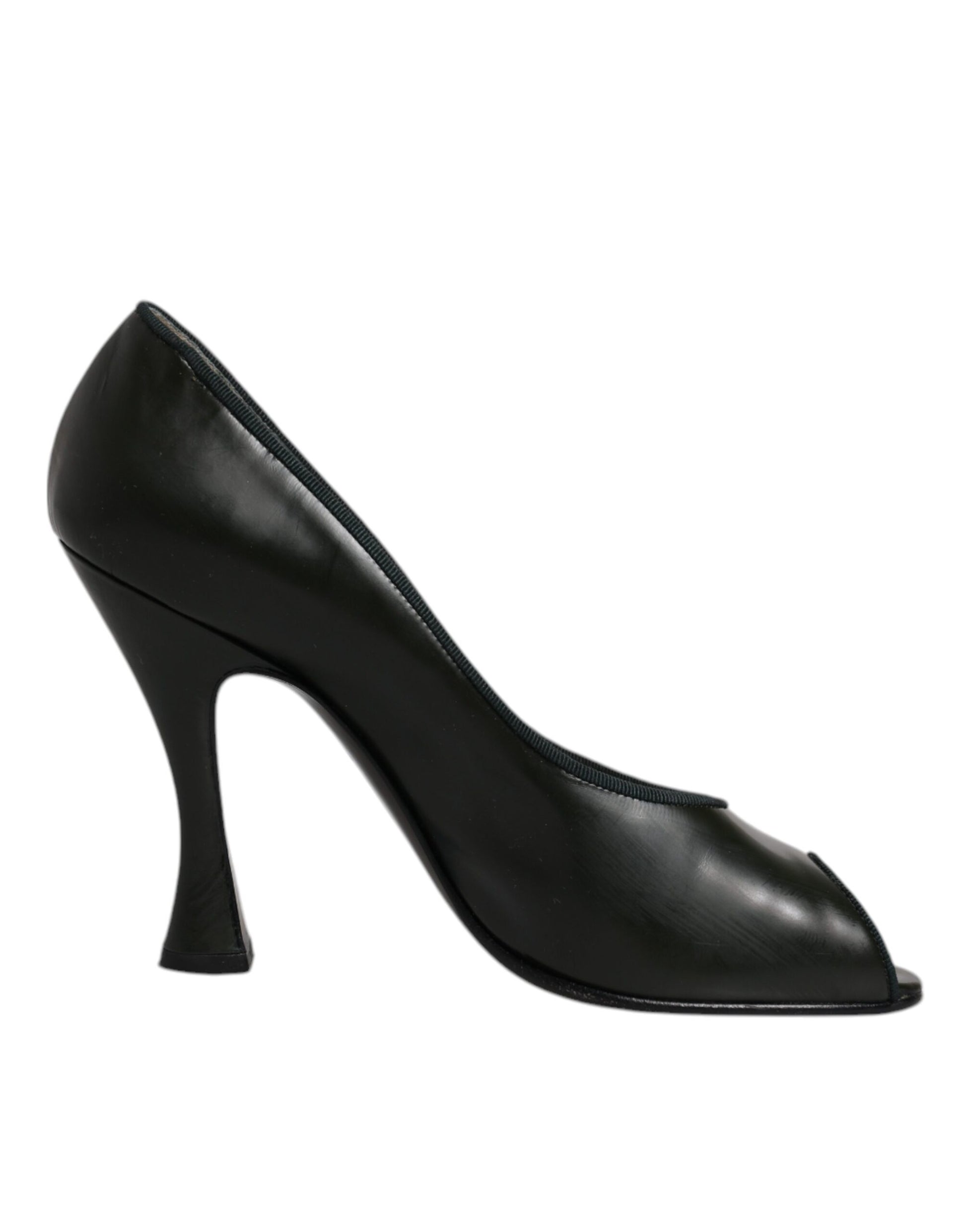 Grüne Leder Peep Toe Heels Pumps Schuhe
