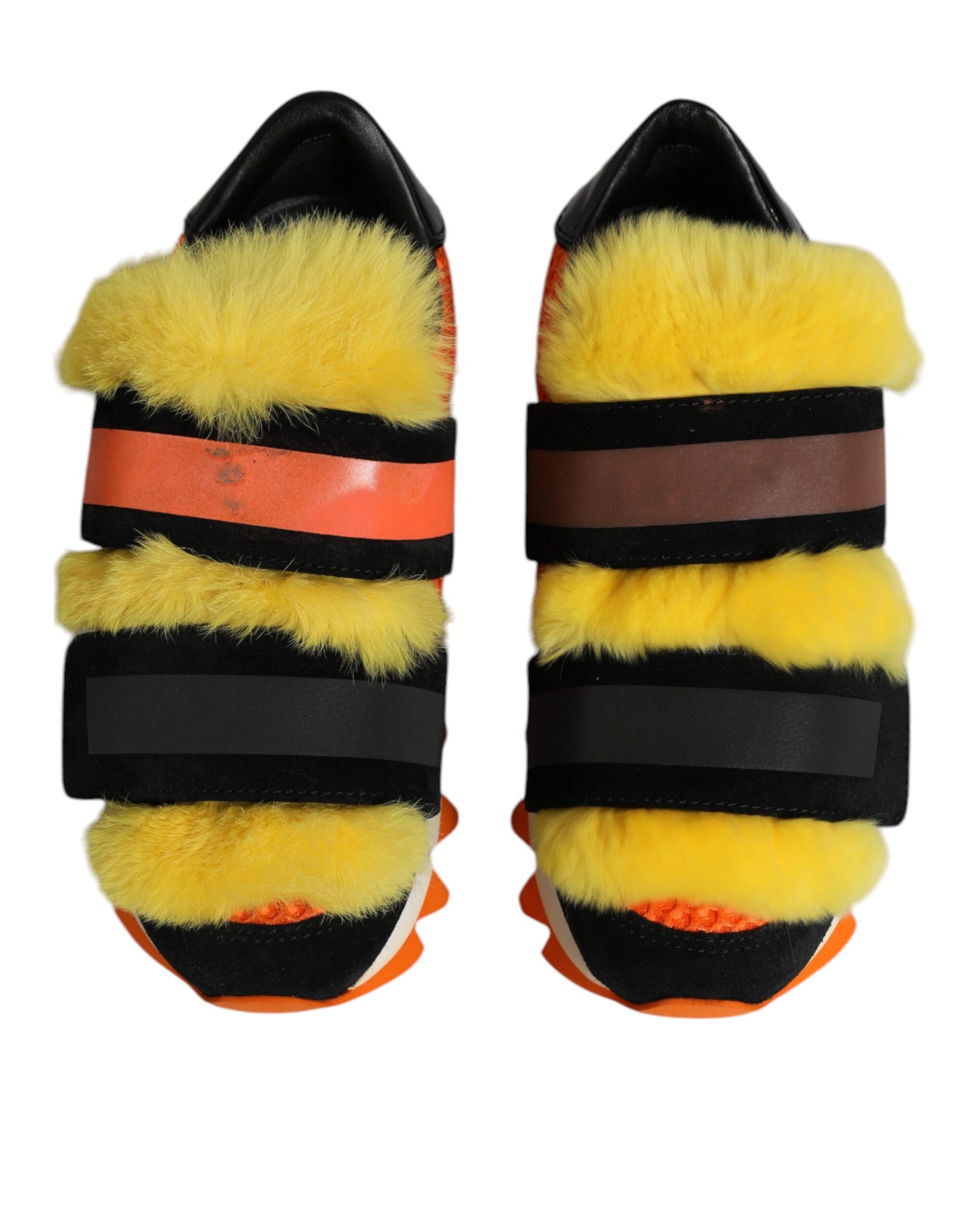 Mehrfarbige Sneakers mit Pelzverzierung