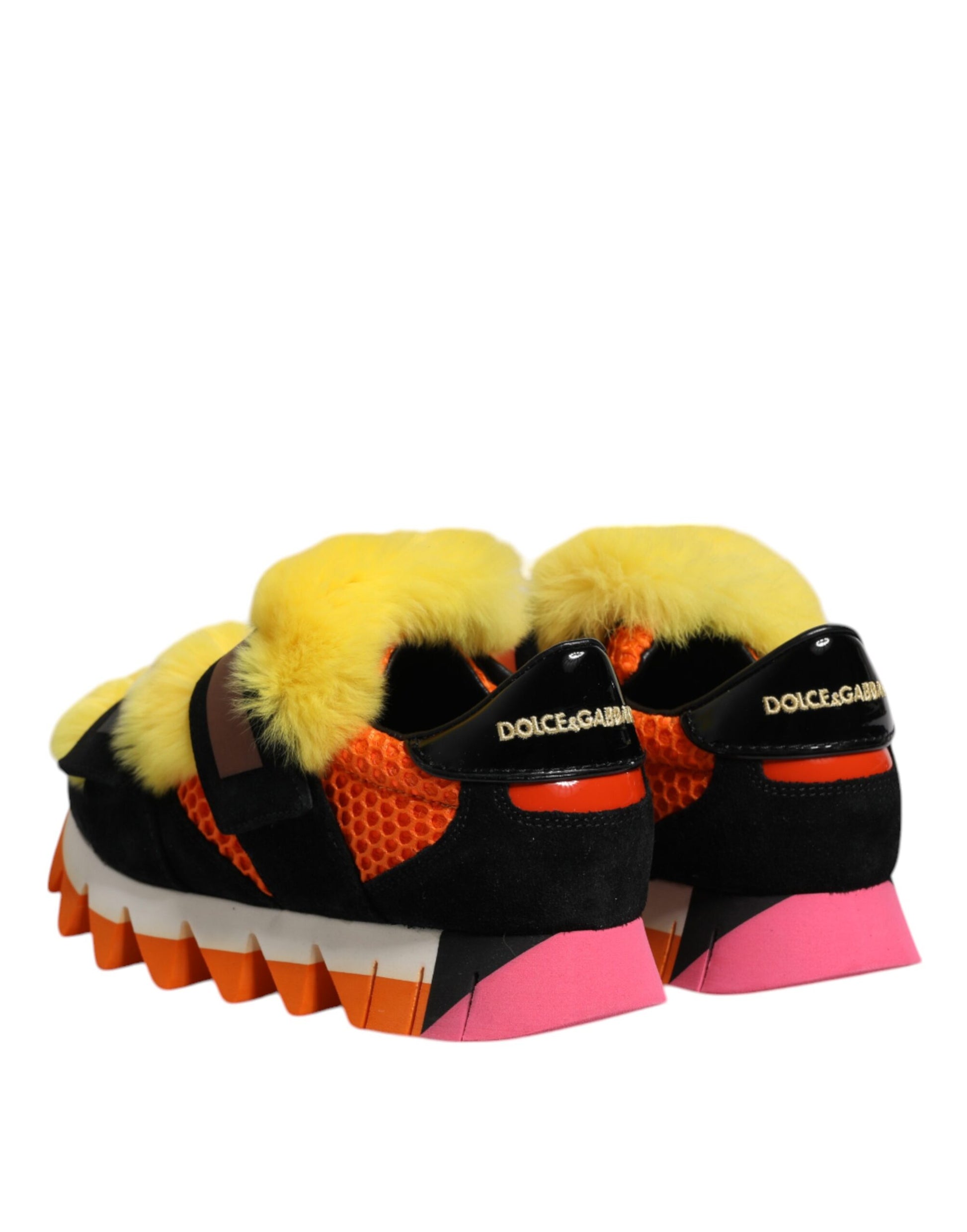 Mehrfarbige Sneakers mit Pelzverzierung