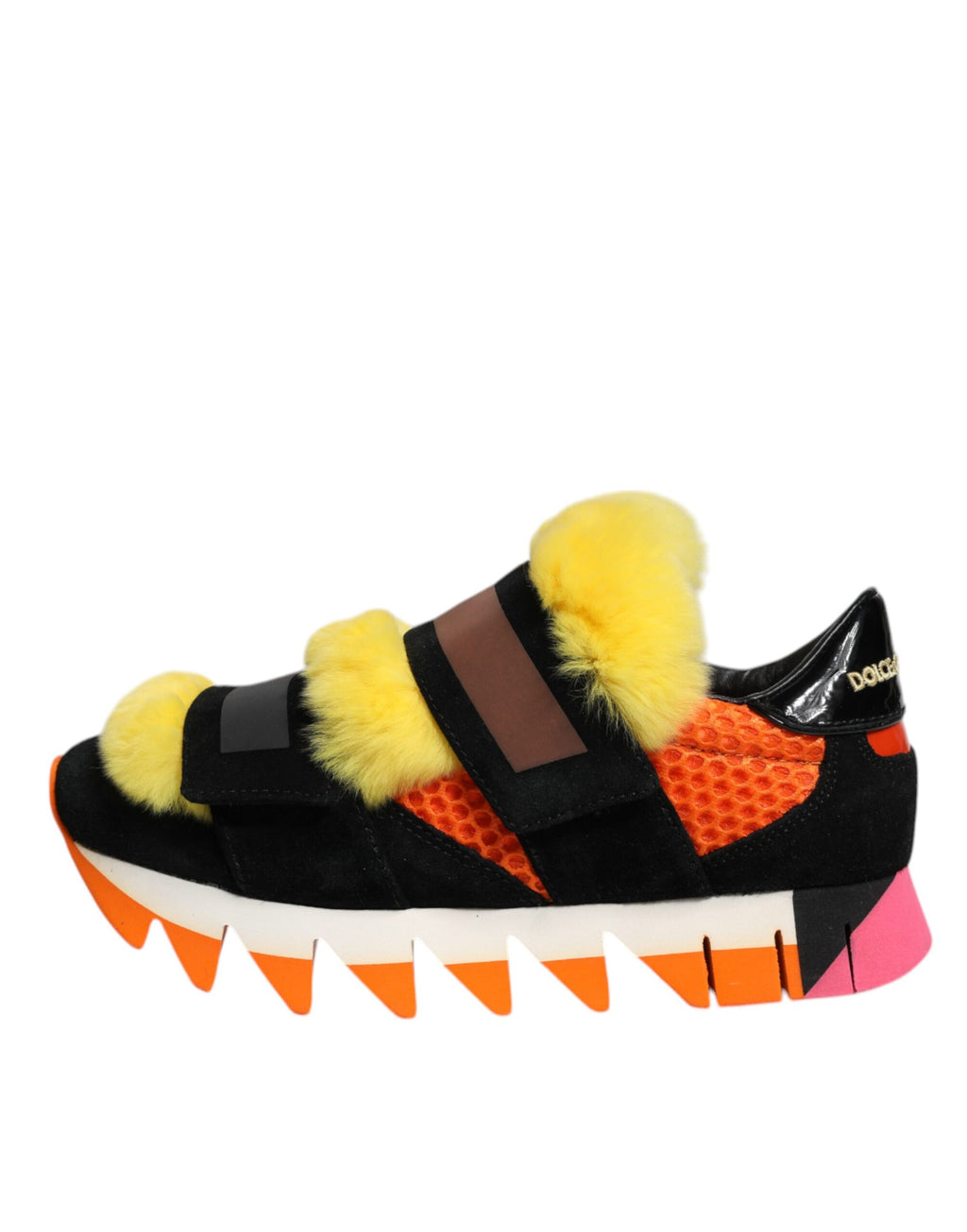 Mehrfarbige Sneakers mit Pelzverzierung