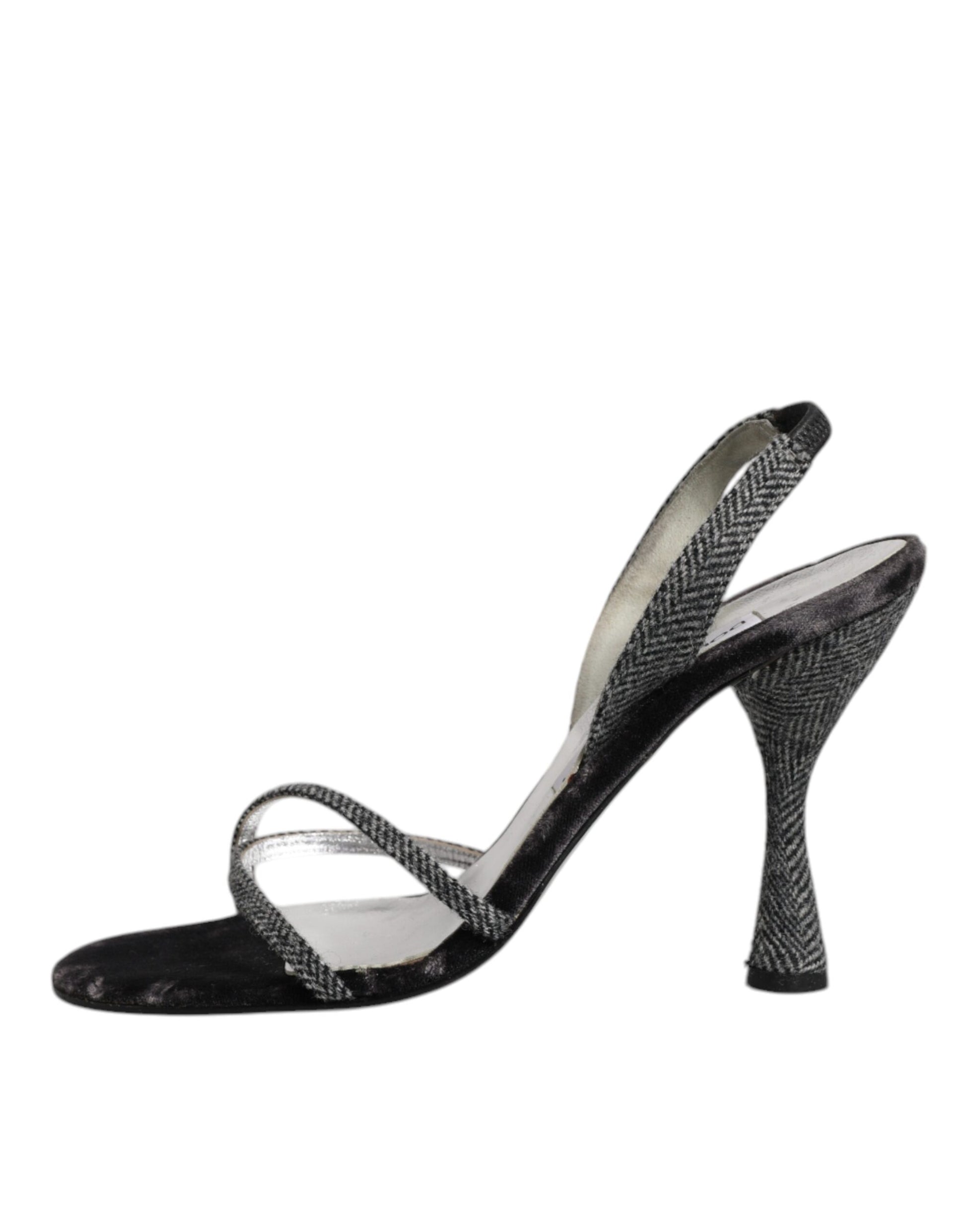 Schwarze Chevron High Heels Sandalen Schuhe