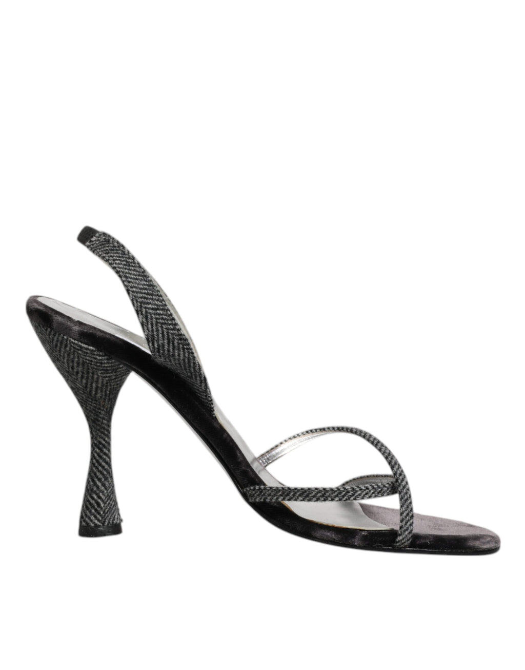 Schwarze Chevron High Heels Sandalen Schuhe