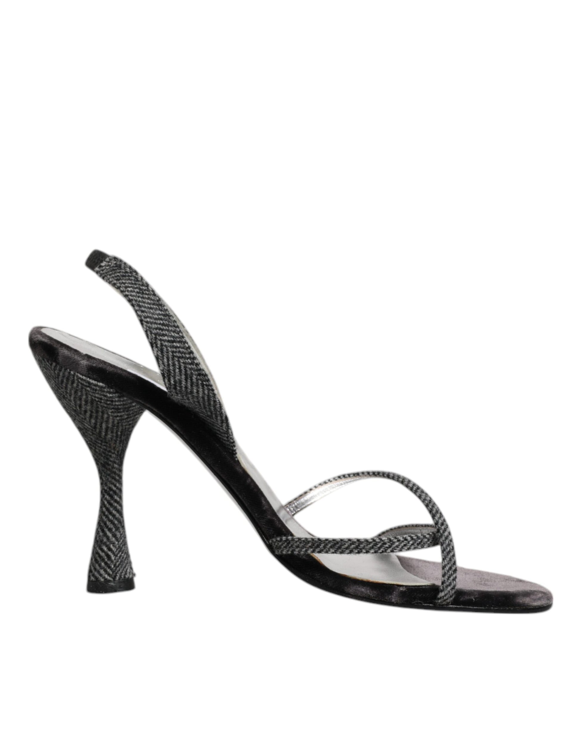 Schwarze Chevron High Heels Sandalen Schuhe