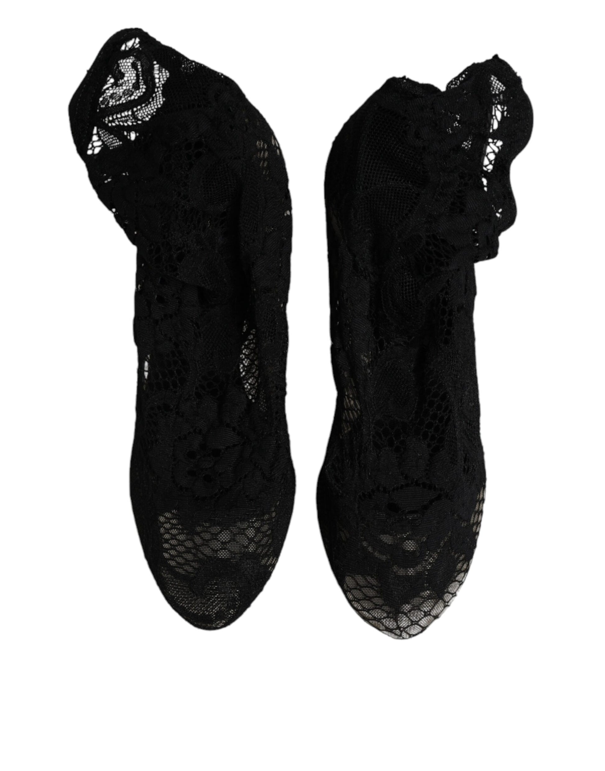 Schwarze Stiefeletten mit Stretch-Absatz und Spitze