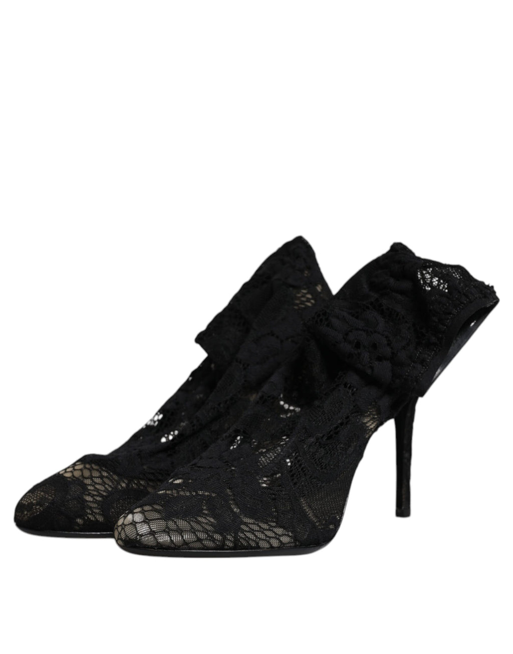 Schwarze Stiefeletten mit Stretch-Absatz und Spitze