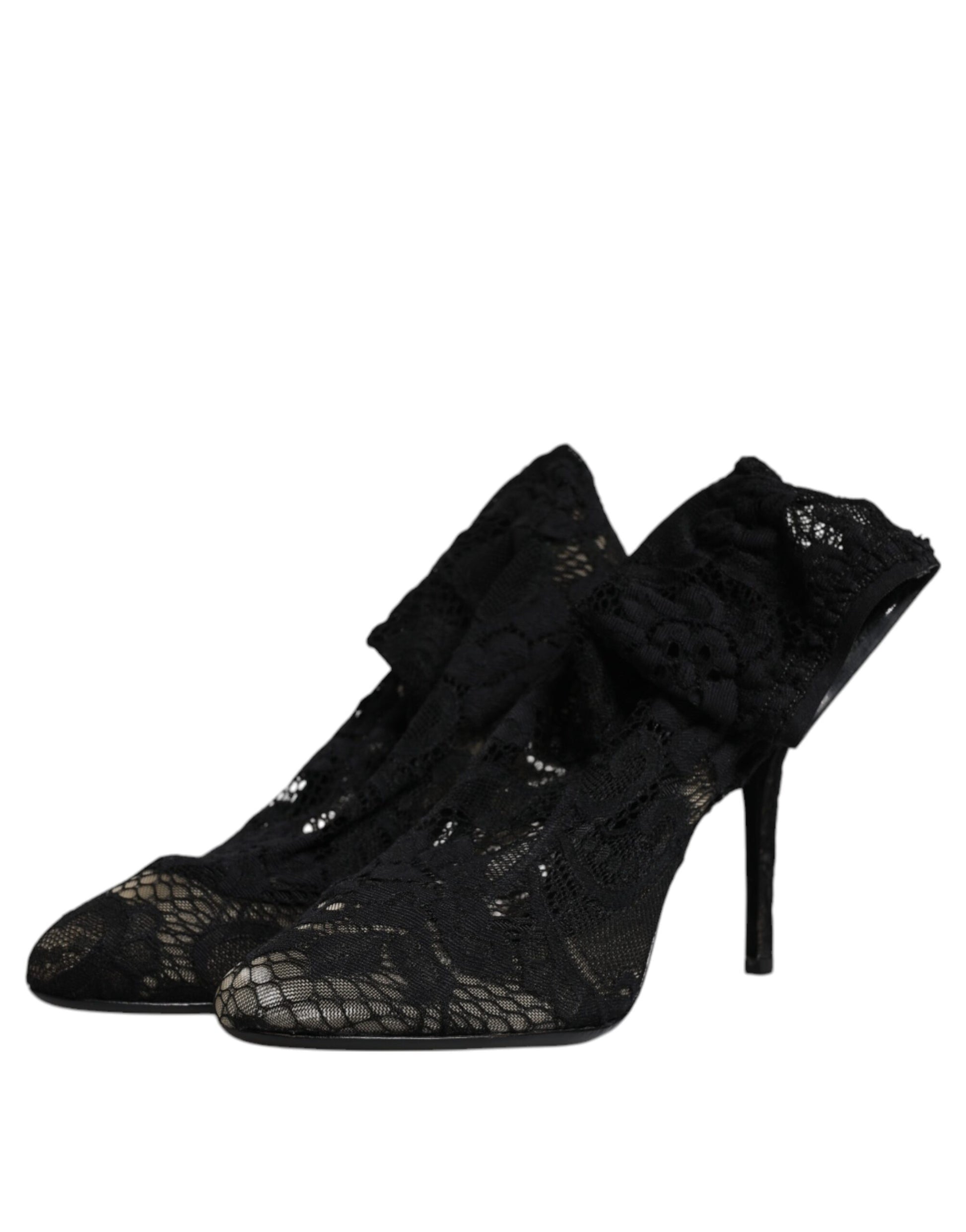 Schwarze Stiefeletten mit Stretch-Absatz und Spitze