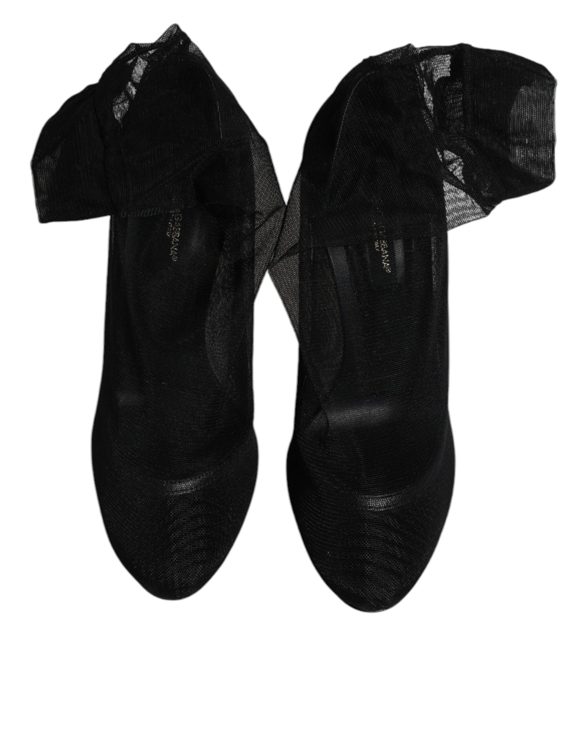 Schwarze Stiefel aus Nylon-Mesh im Sockenstil