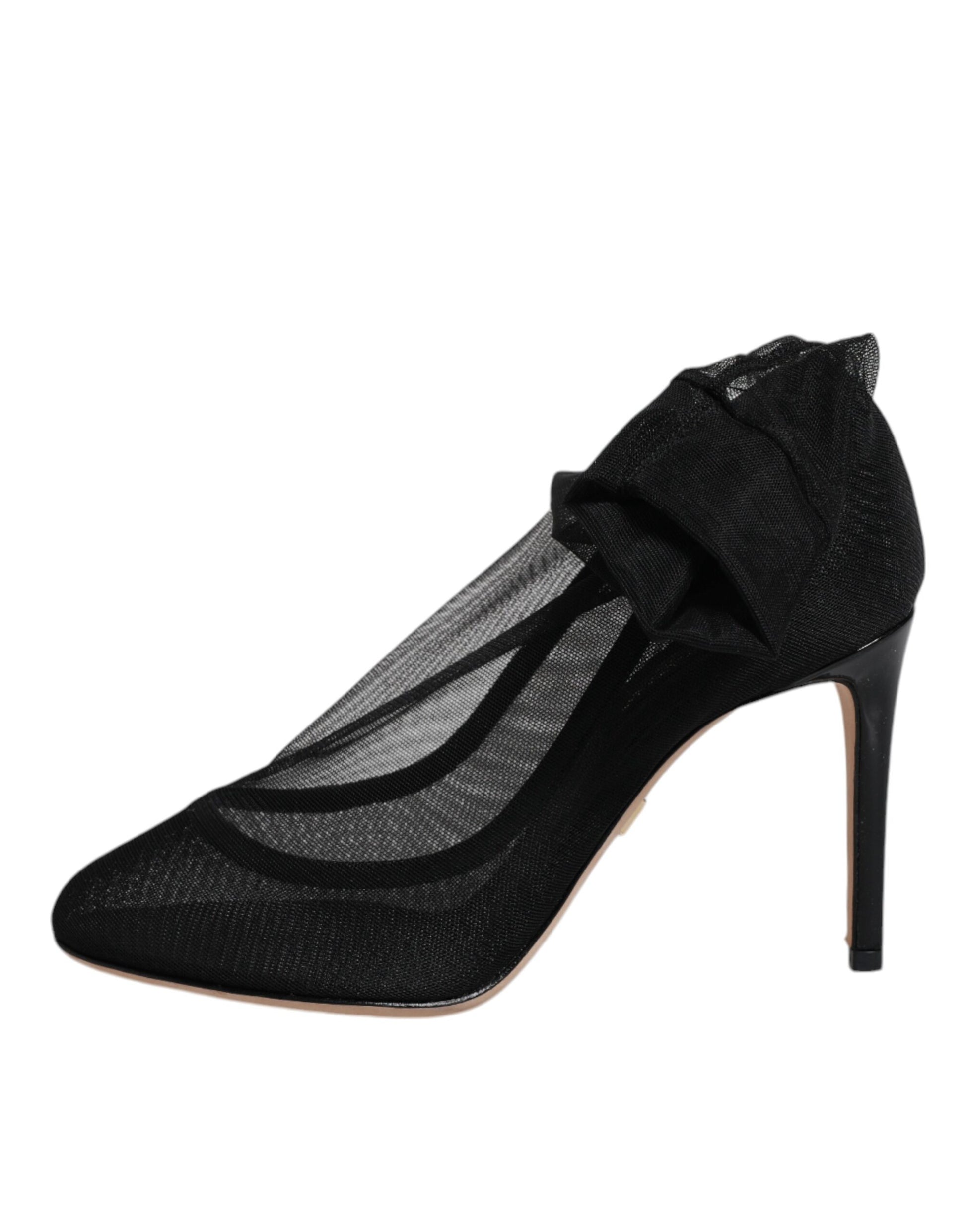 Schwarze Stiefel aus Nylon-Mesh im Sockenstil