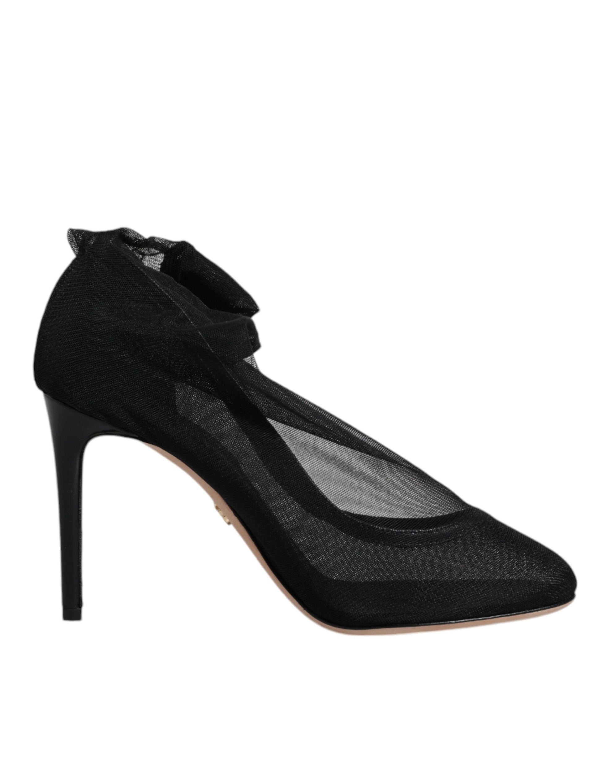 Schwarze Stiefel aus Nylon-Mesh im Sockenstil