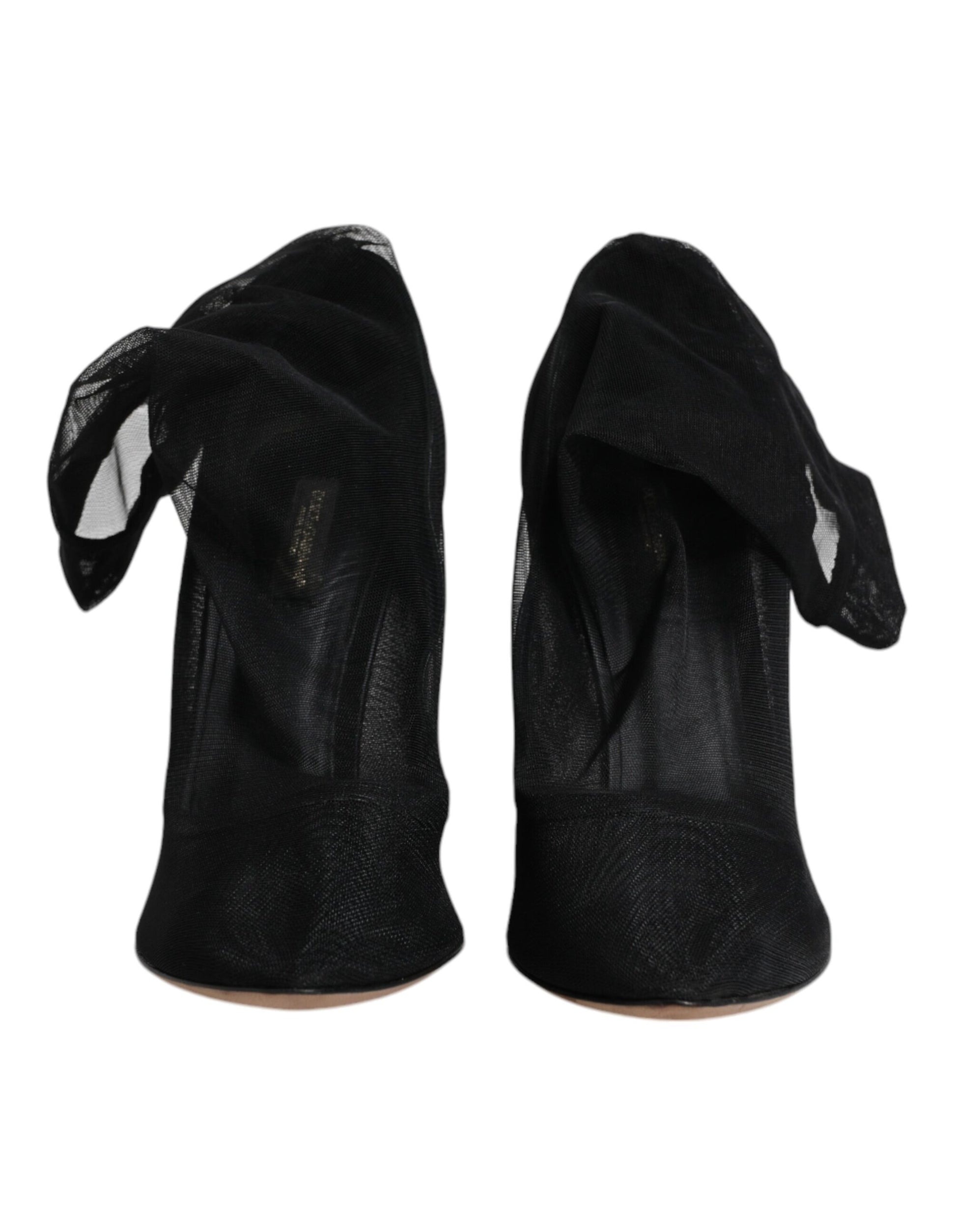 Schwarze Stiefel aus Nylon-Mesh im Sockenstil
