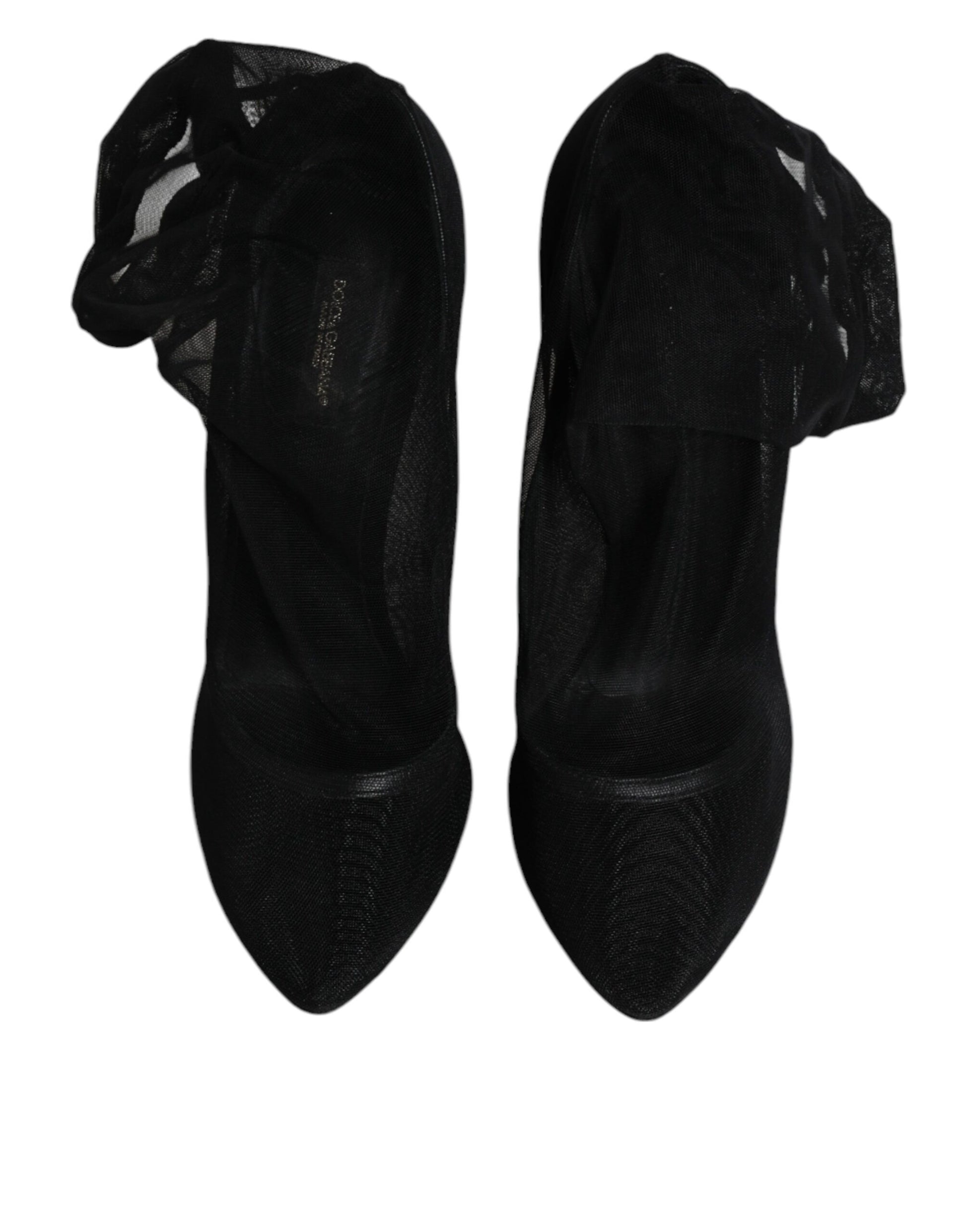 Schwarze Stiefel aus Nylon-Mesh im Sockenstil