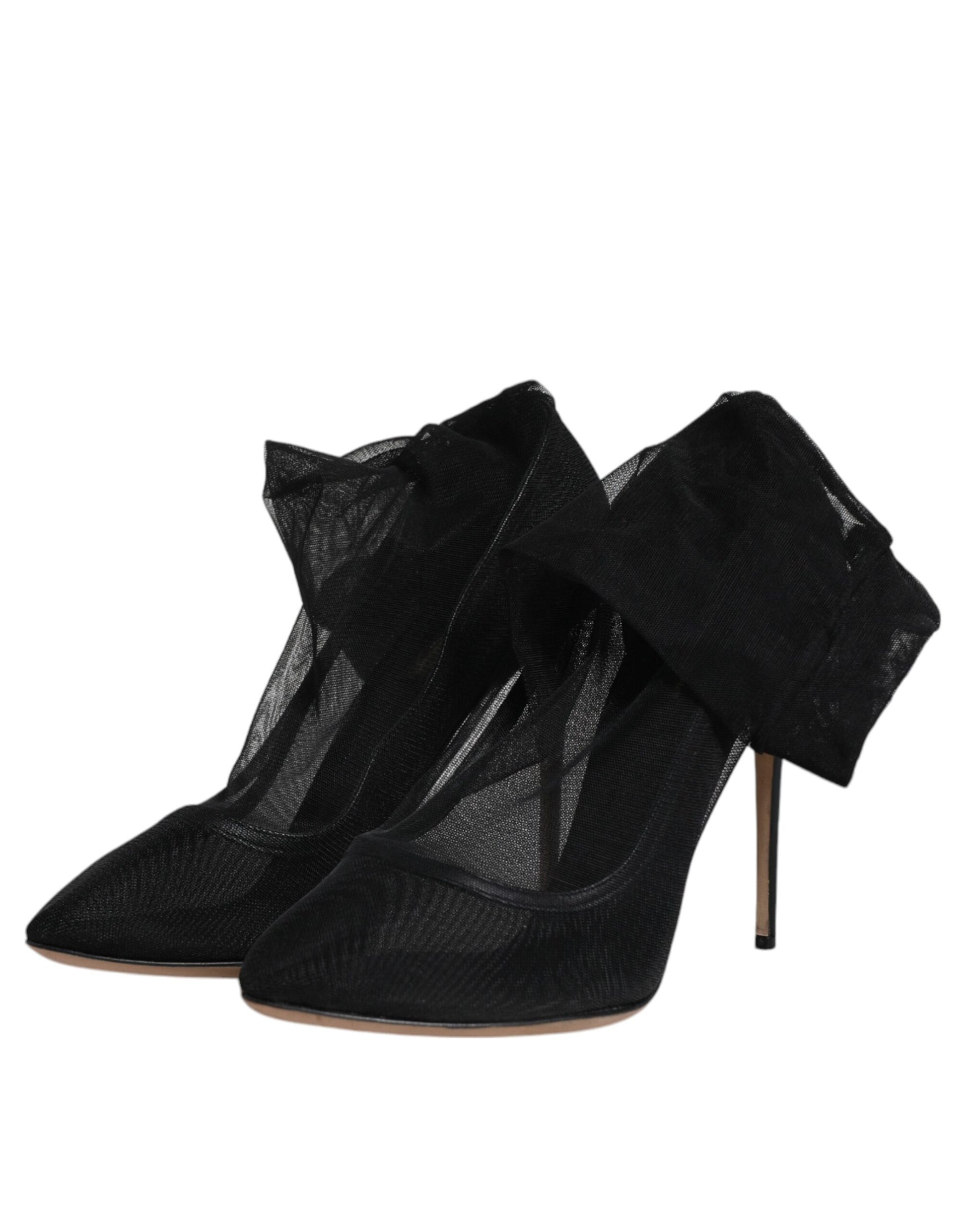 Schwarze Stiefel aus Nylon-Mesh im Sockenstil