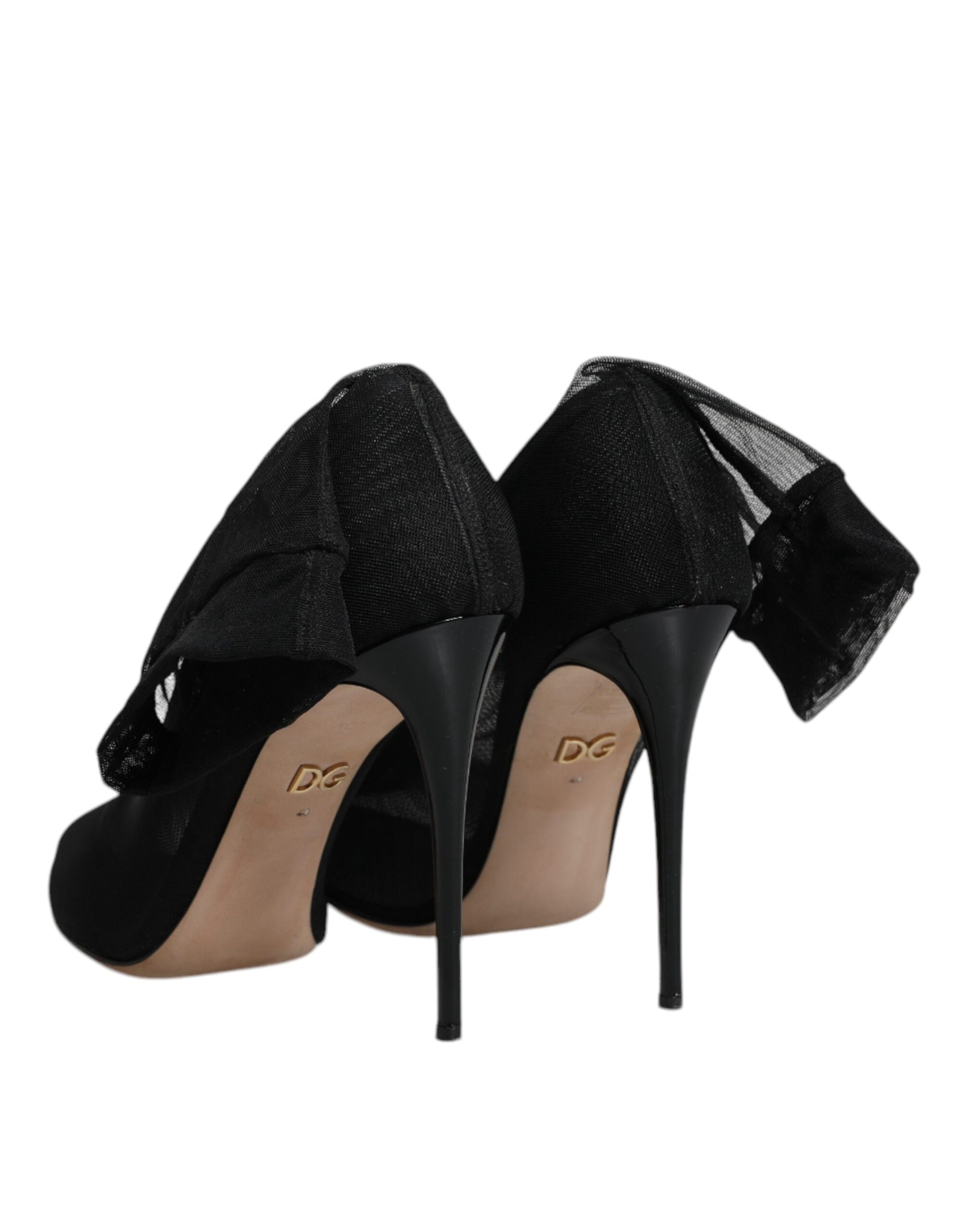 Schwarze Stiefel aus Nylon-Mesh im Sockenstil