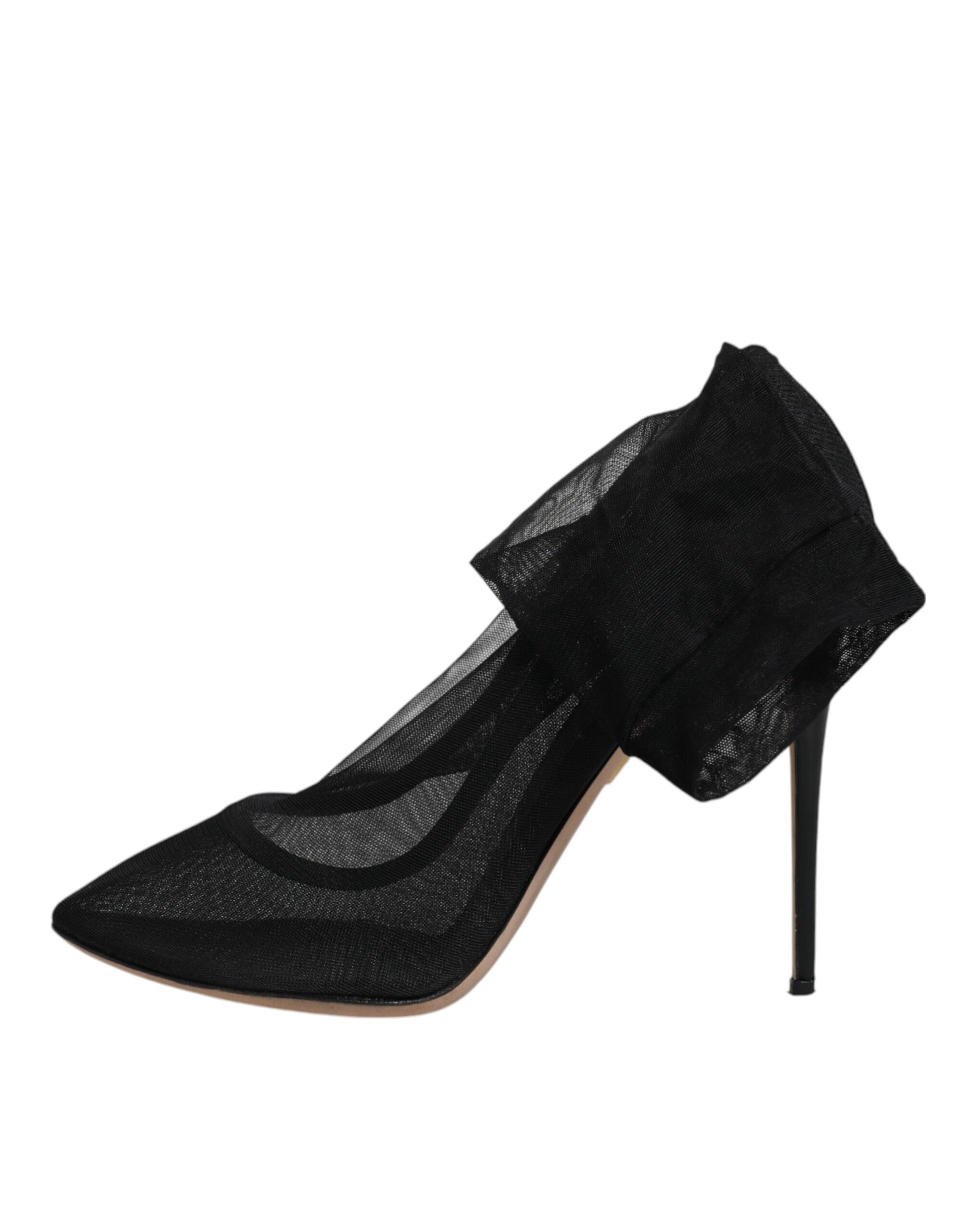 Schwarze Stiefel aus Nylon-Mesh im Sockenstil