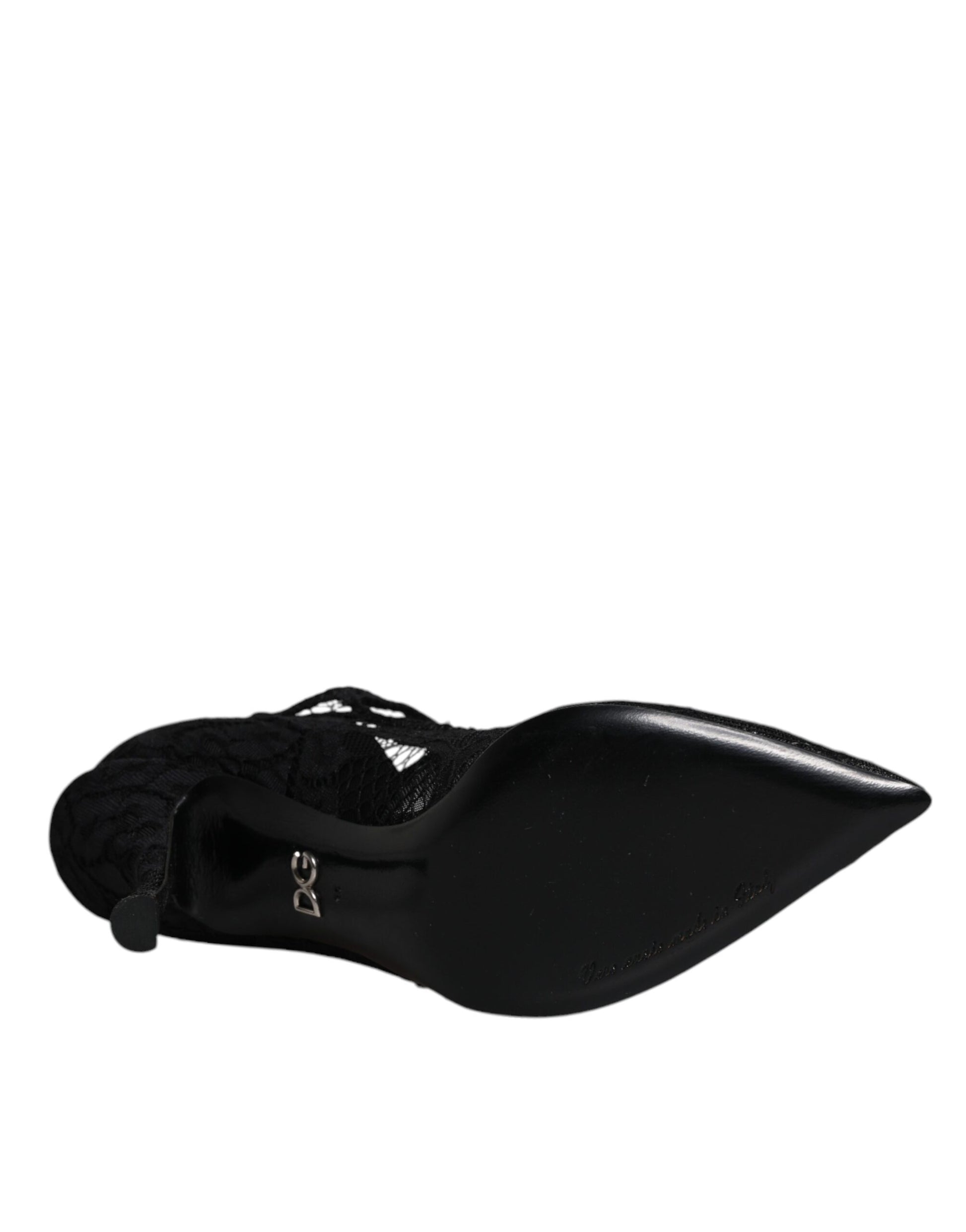 Schwarze Mary Jane Pumps mit Spitze und Kristallen