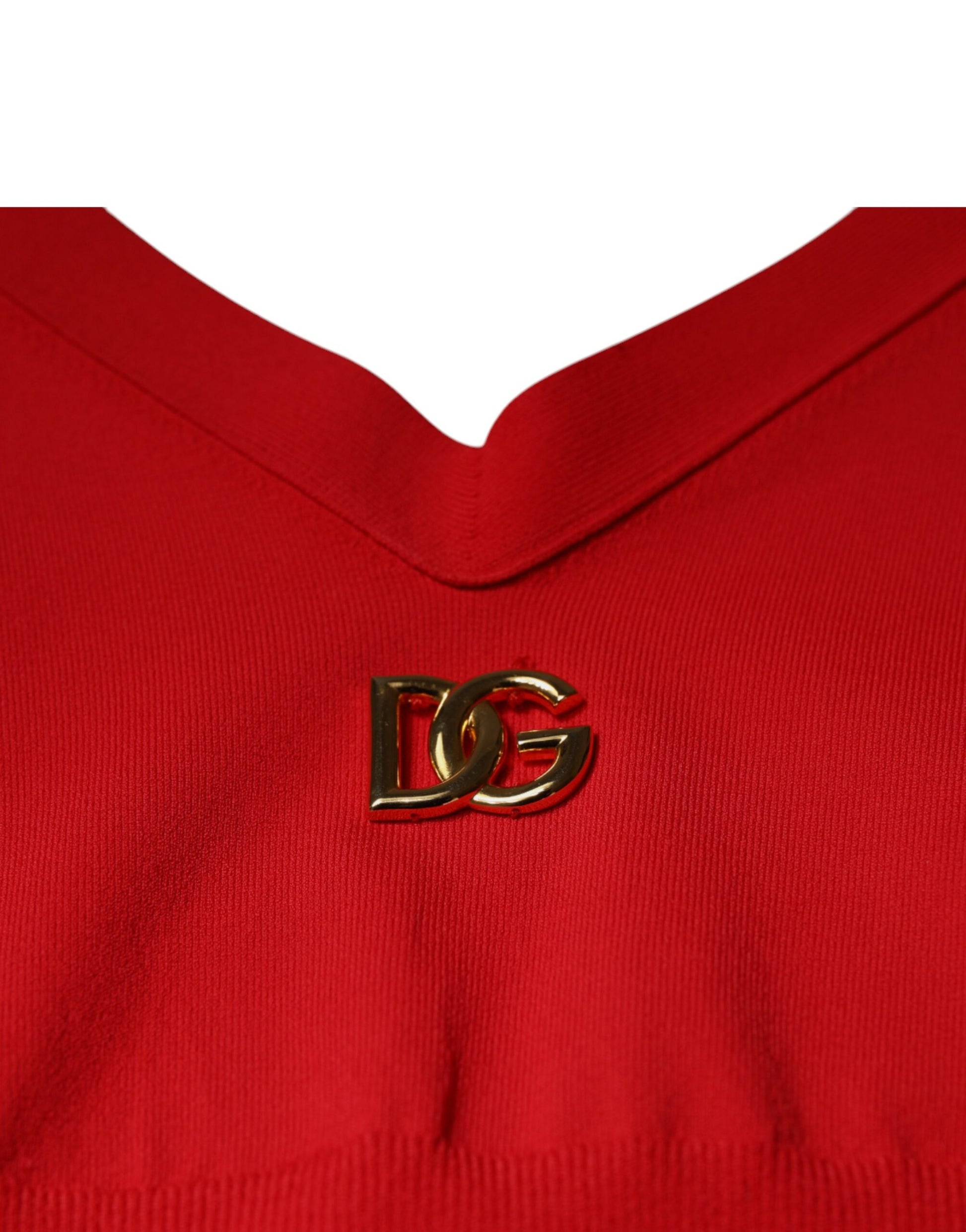 Rotes, ärmelloses Neckholder-Tanktop aus Viskose