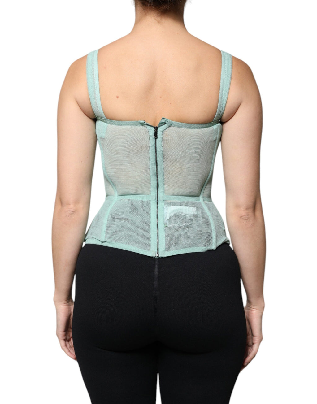 Grünes ärmelloses Bustier-Korsett aus Baumwolle