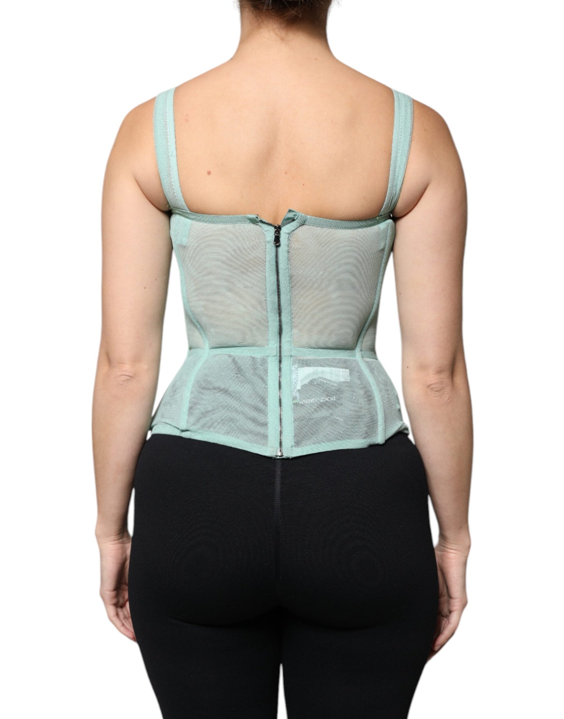Grünes ärmelloses Bustier-Korsett aus Baumwolle