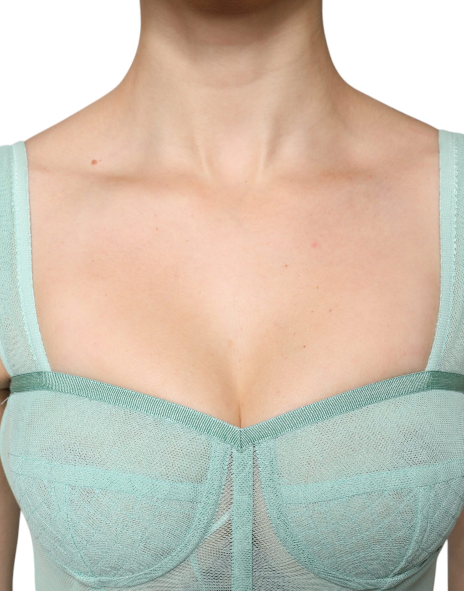 Grünes ärmelloses Bustier-Korsett aus Baumwolle