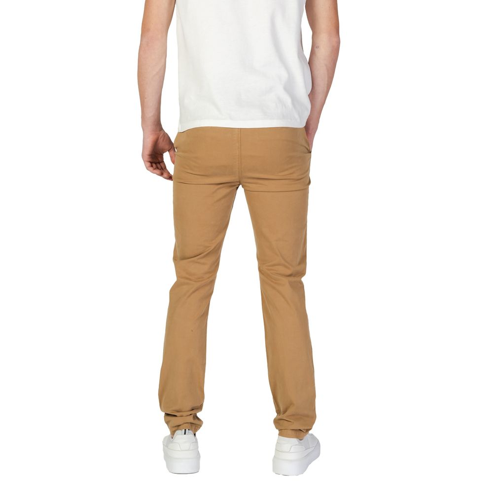 Beigefarbene Skinny-Hose aus Baumwolle