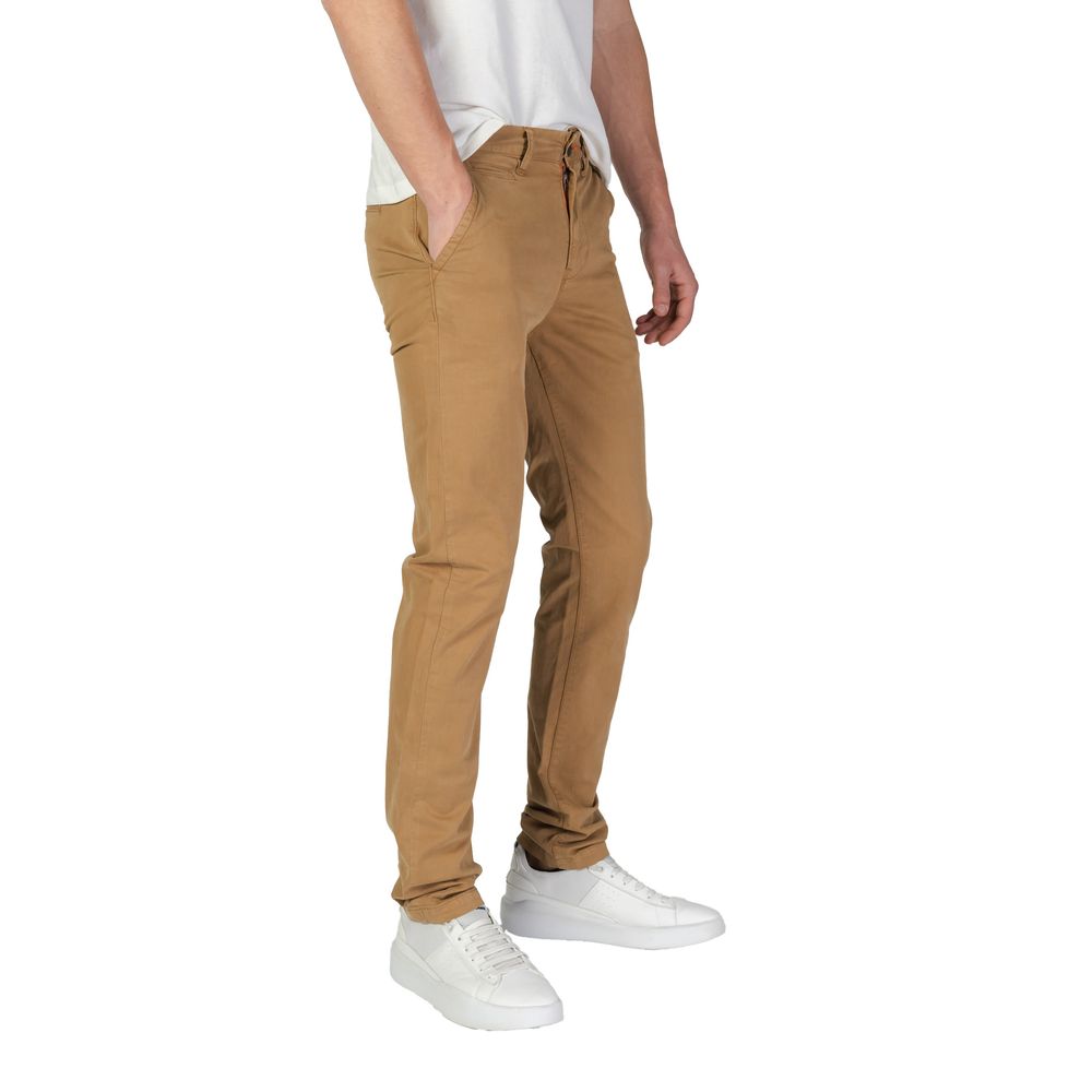 Beigefarbene Skinny-Hose aus Baumwolle