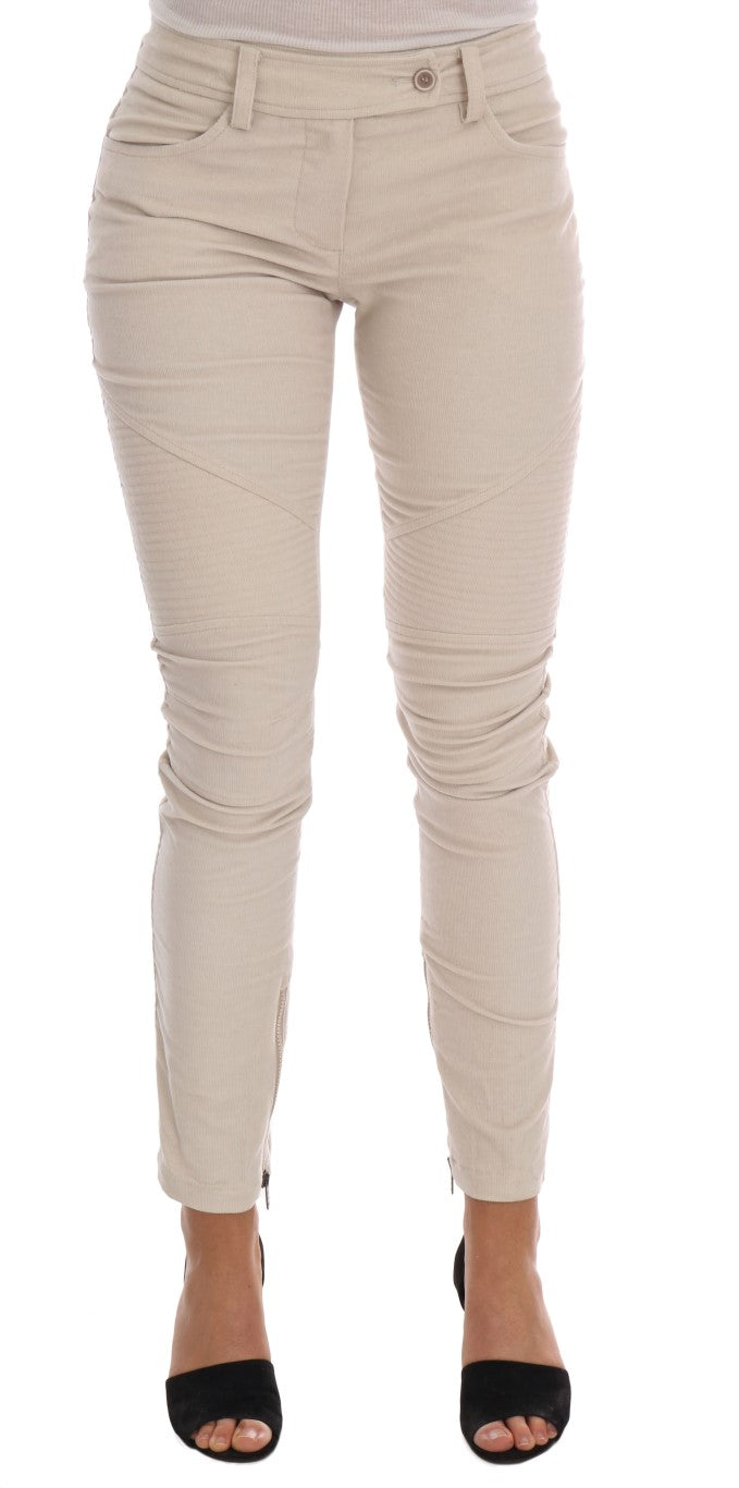 Beige Slim Jeans Cord Skinny Hose