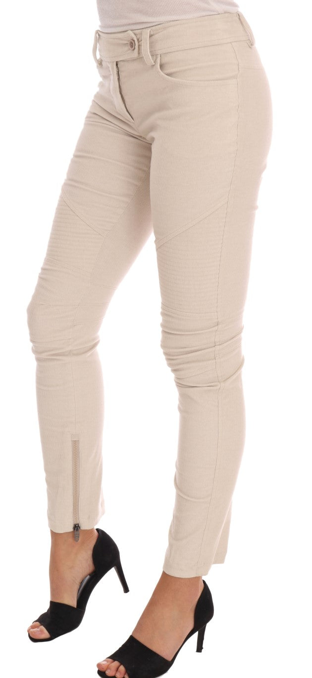 Beige Slim Jeans Cord Skinny Hose