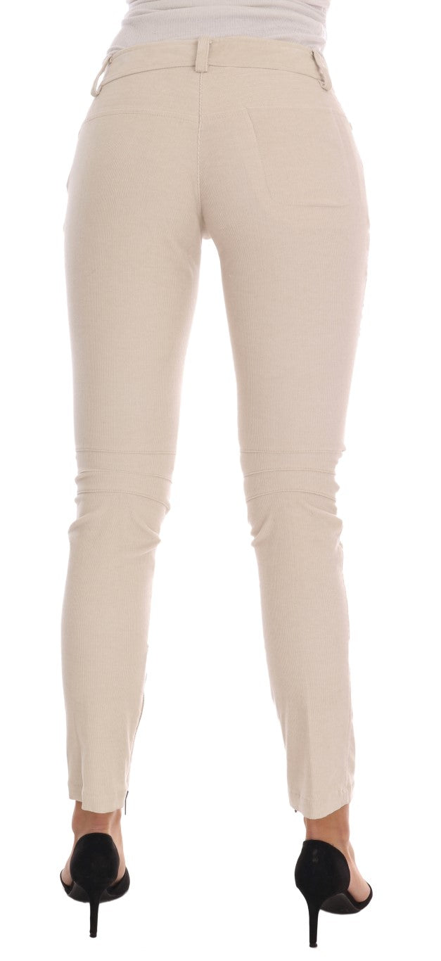 Beige Slim Jeans Cord Skinny Hose