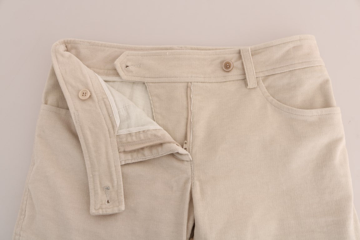Beige Slim Jeans Cord Skinny Hose